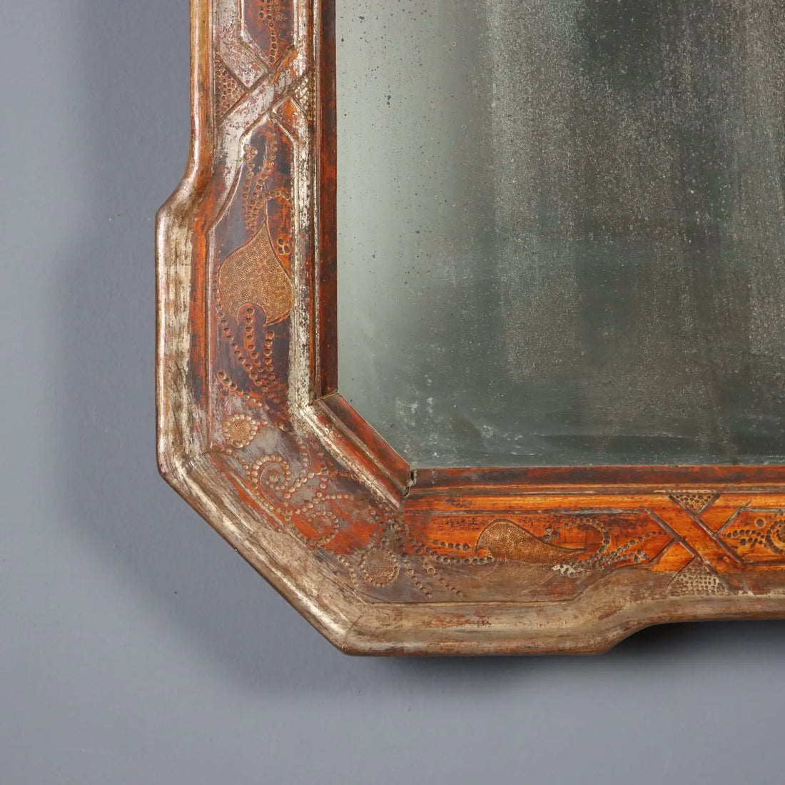 Antique Cabaret Mirror Silver Plated France XIX Century