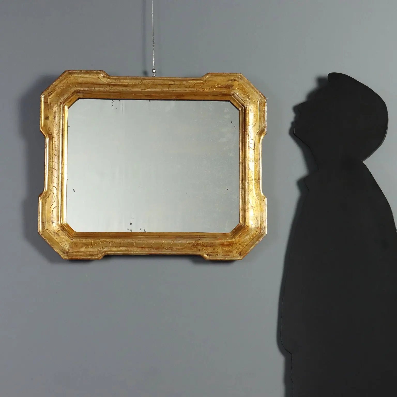 Antique Cabaret Mirror Gilded Wood Italy XIX Century