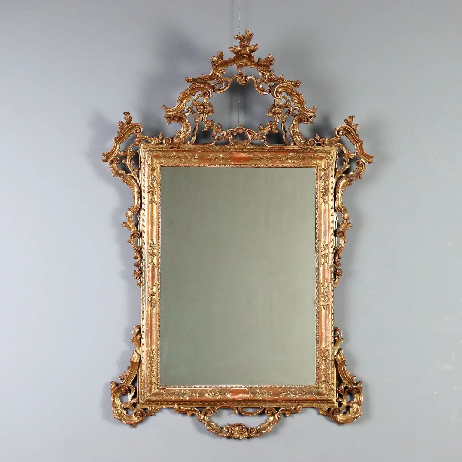 Antique Mirror Carved Gilded Wood Italy Early XX Century