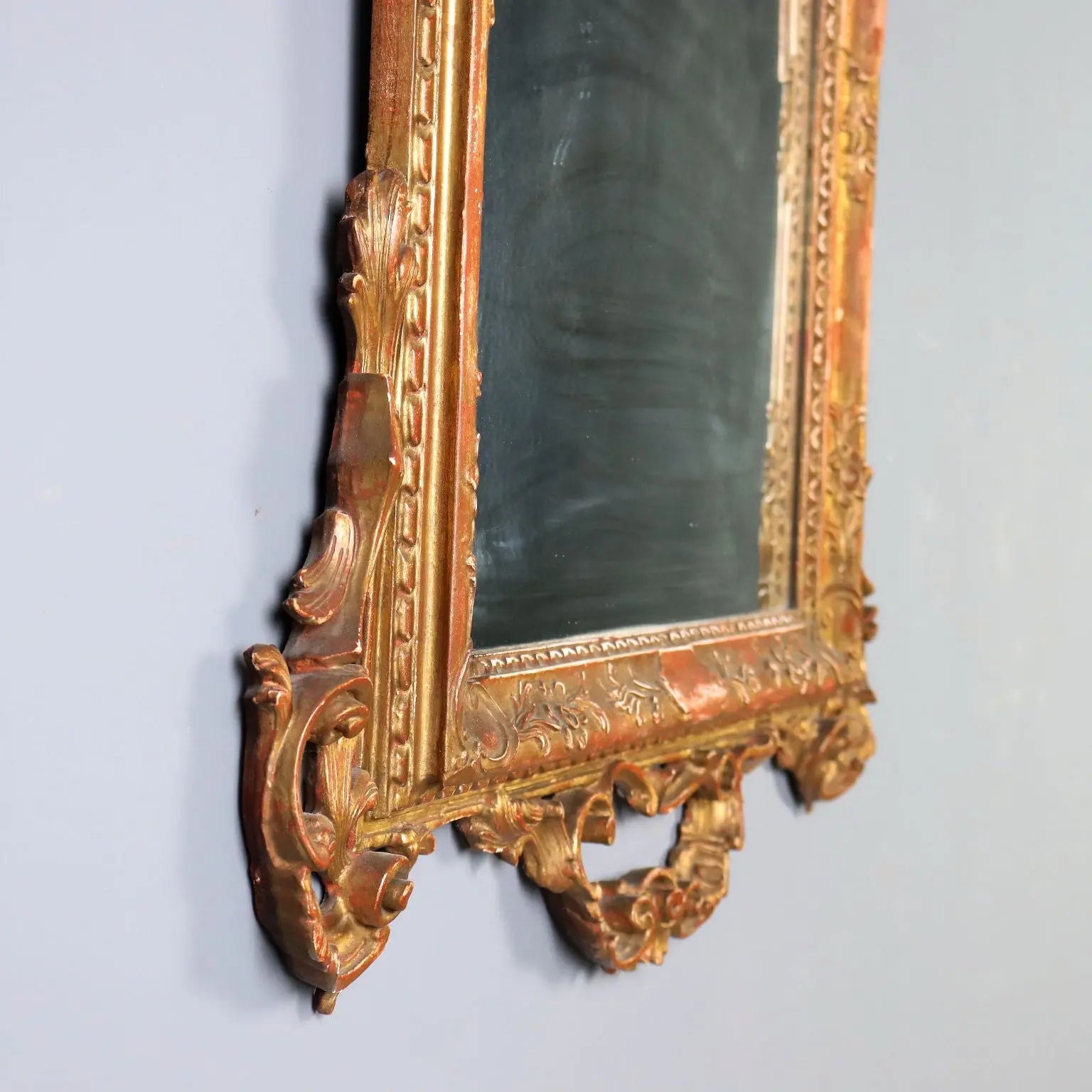 Antique Mirror Carved Gilded Wood Italy Early XX Century
