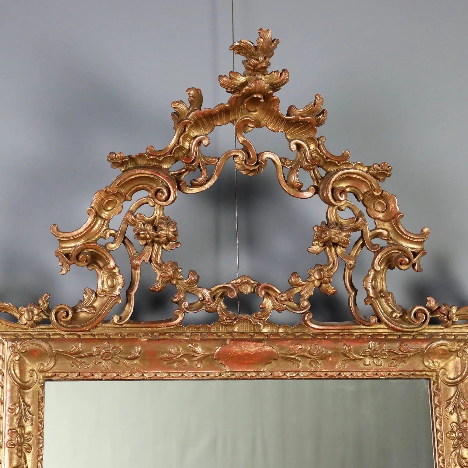 Antique Mirror Carved Gilded Wood Italy Early XX Century