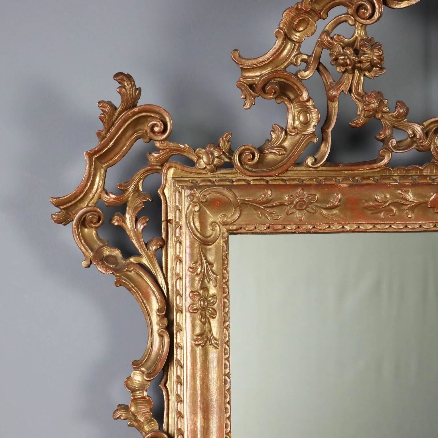 Antique Mirror Carved Gilded Wood Italy Early XX Century