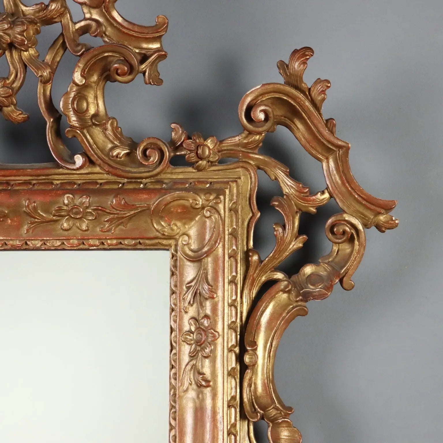 Antique Mirror Carved Gilded Wood Italy Early XX Century
