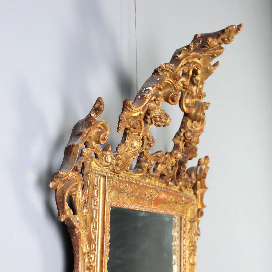 Antique Mirror Carved Gilded Wood Italy Early XX Century