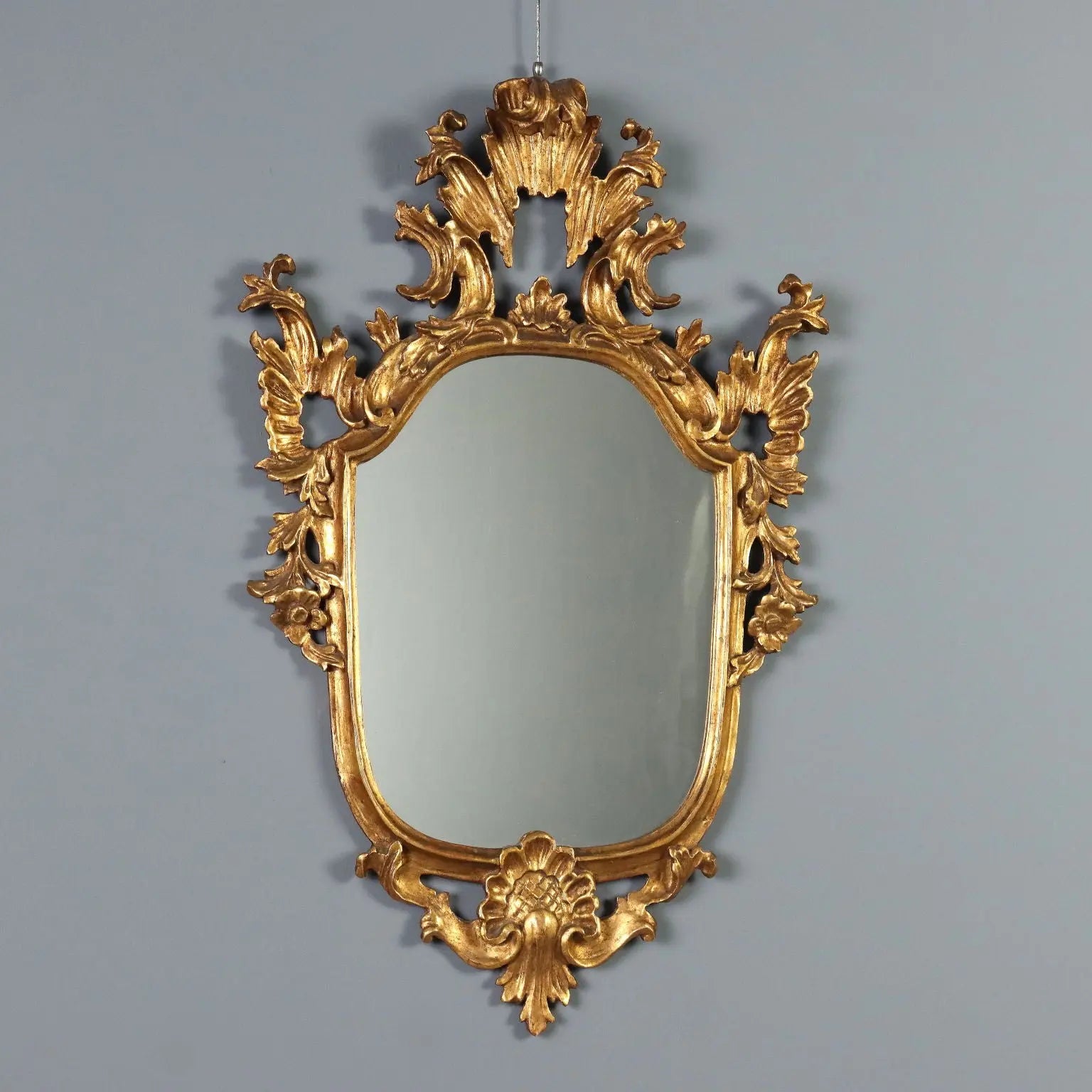 Antique Mirror Carved Gilded Wood Italy Late XIX Century