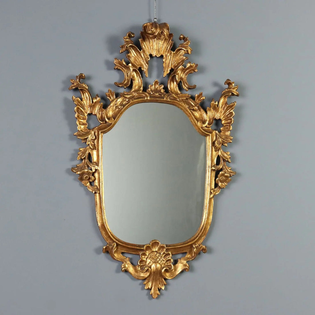 Antique Mirror Carved Gilded Wood Italy Late XIX Century