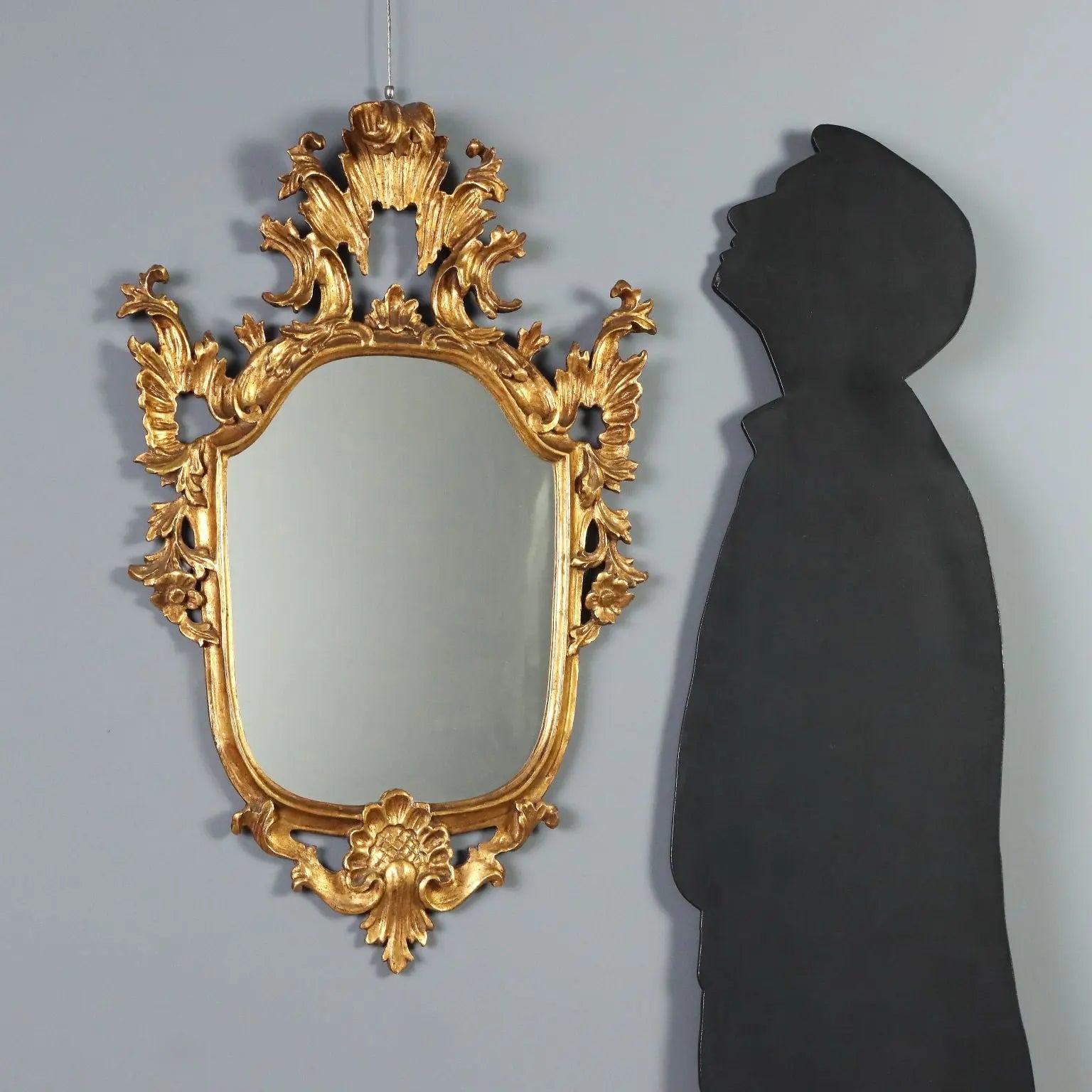 Antique Mirror Carved Gilded Wood Italy Late XIX Century
