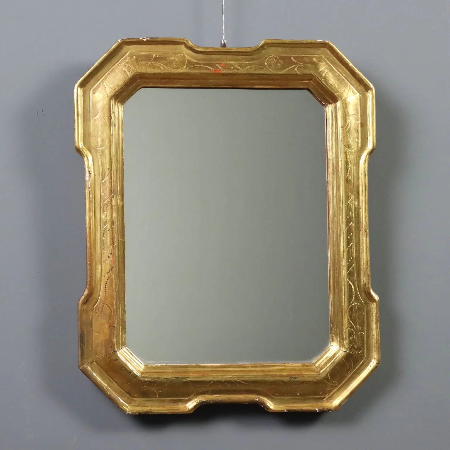 Antique Cabaret Mirror Gilded Wood Italy Mid XIX Century