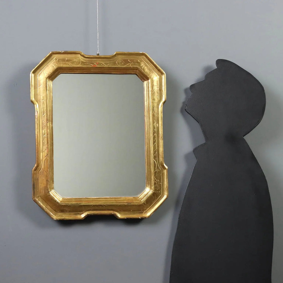 Antique Cabaret Mirror Gilded Wood Italy Mid XIX Century
