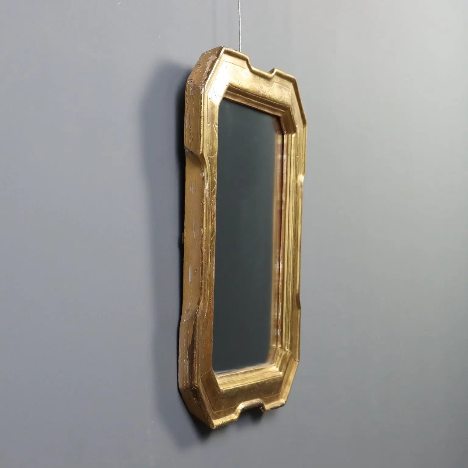 Antique Cabaret Mirror Gilded Wood Italy Mid XIX Century