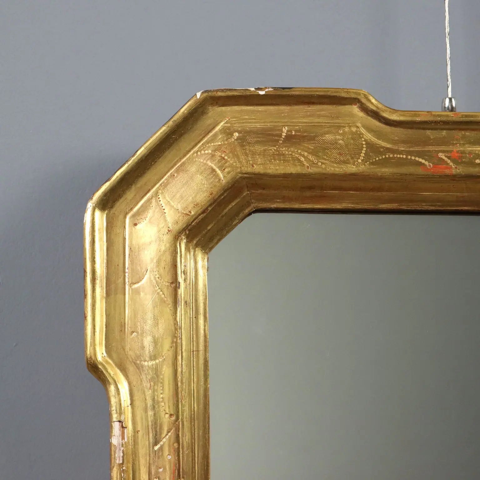 Antique Cabaret Mirror Gilded Wood Italy Mid XIX Century