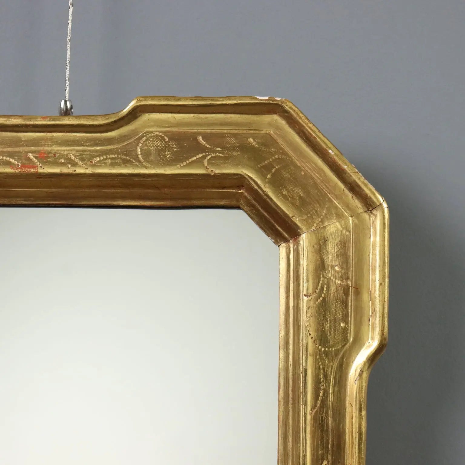 Antique Cabaret Mirror Gilded Wood Italy Mid XIX Century