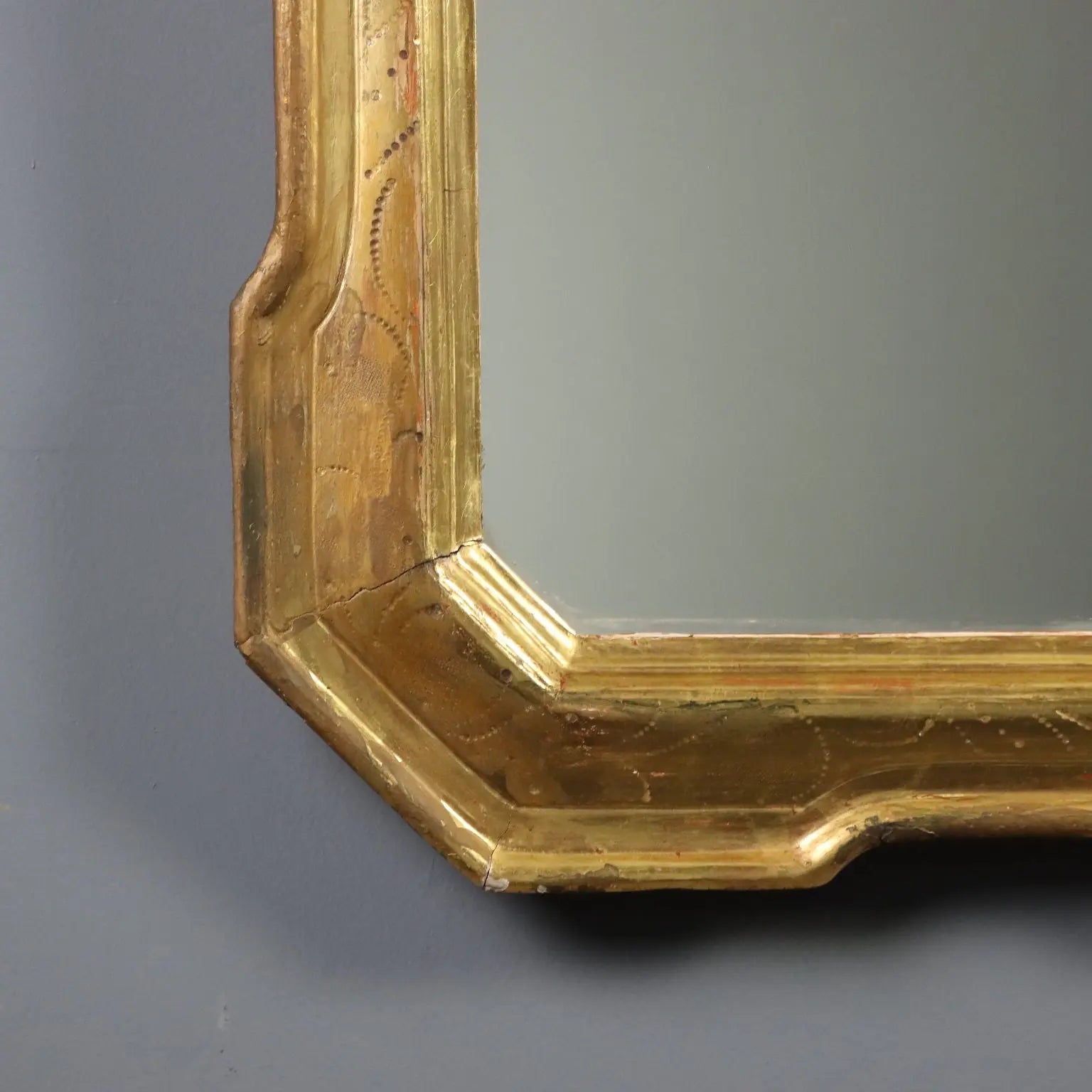 Antique Cabaret Mirror Gilded Wood Italy Mid XIX Century