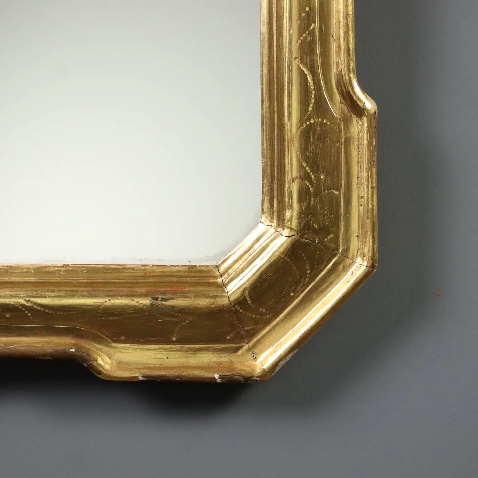 Antique Cabaret Mirror Gilded Wood Italy Mid XIX Century