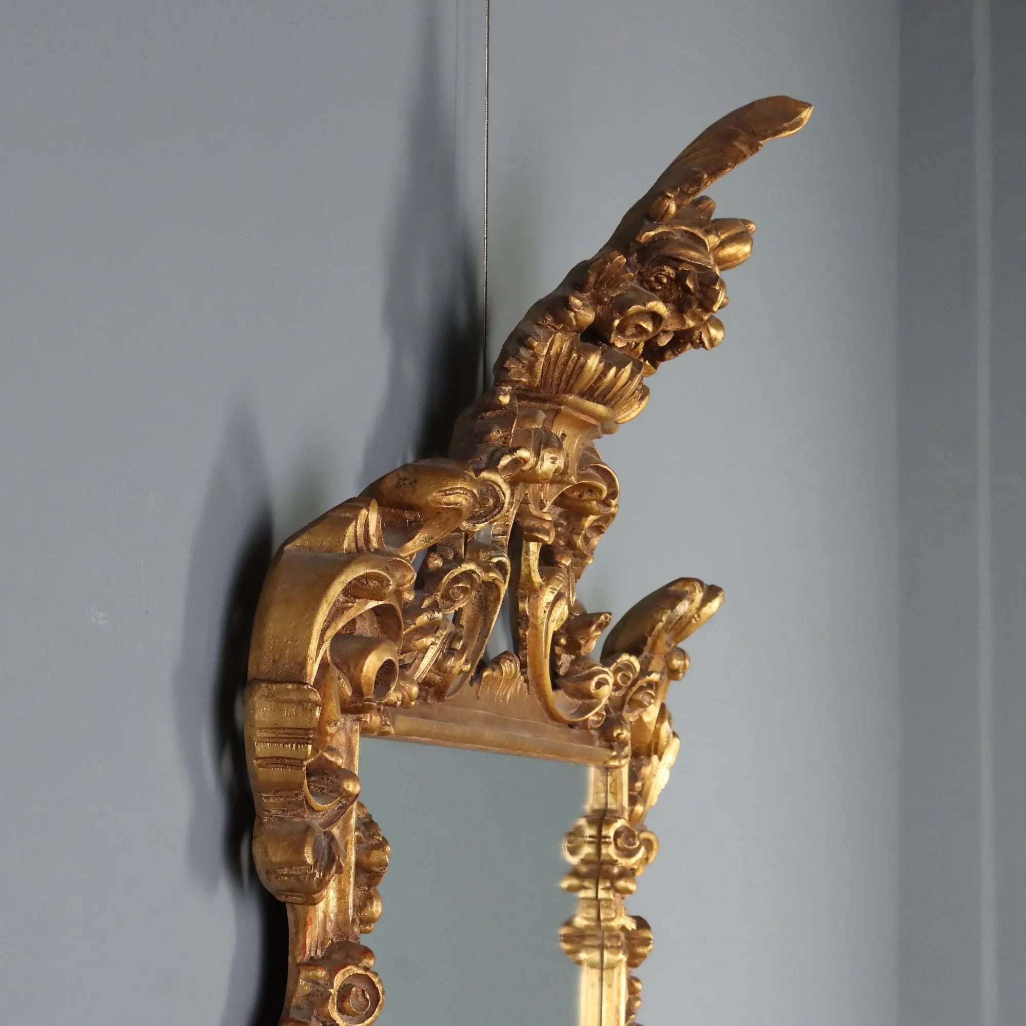 Antique Mirror Carved Gilded Wood Italy XX Century