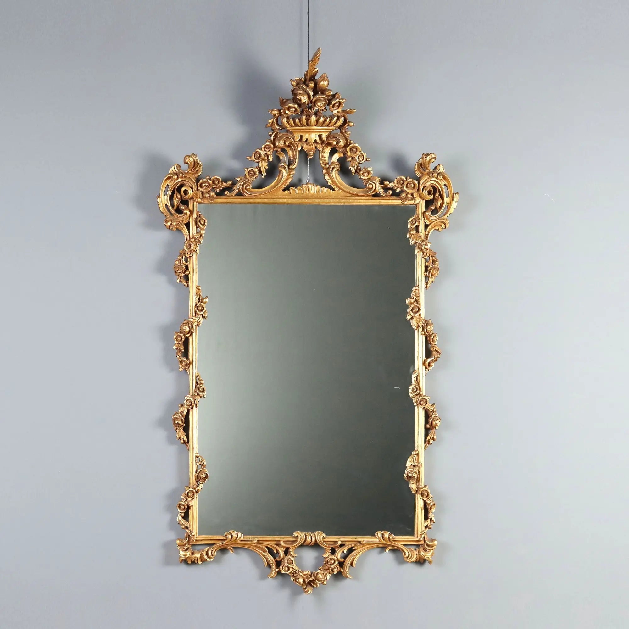 Antique Mirror Carved Gilded Wood Italy XX Century