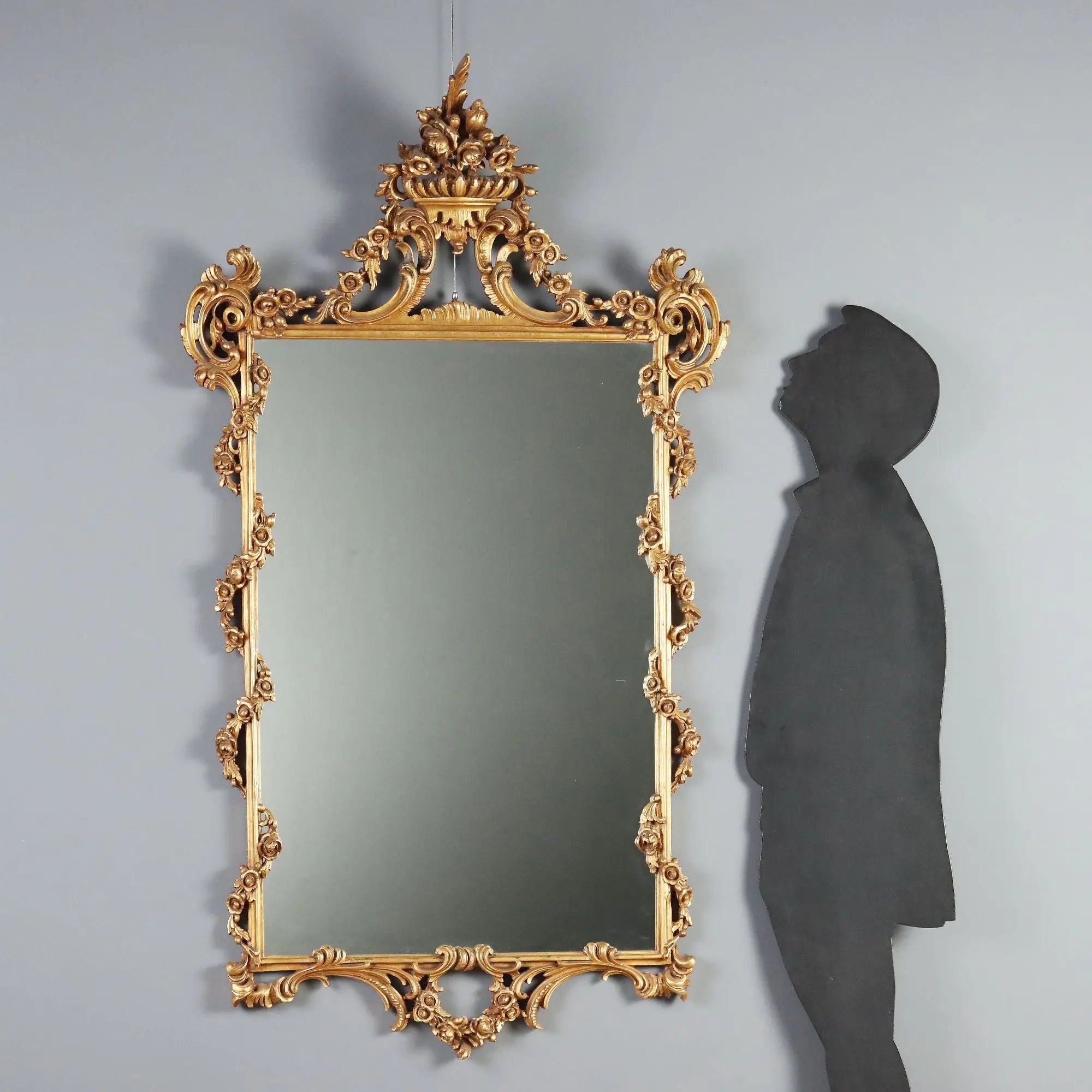 Antique Mirror Carved Gilded Wood Italy XX Century