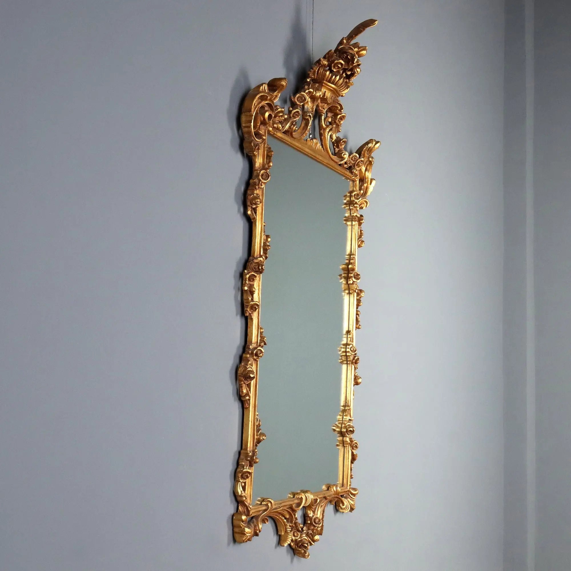 Antique Mirror Carved Gilded Wood Italy XX Century