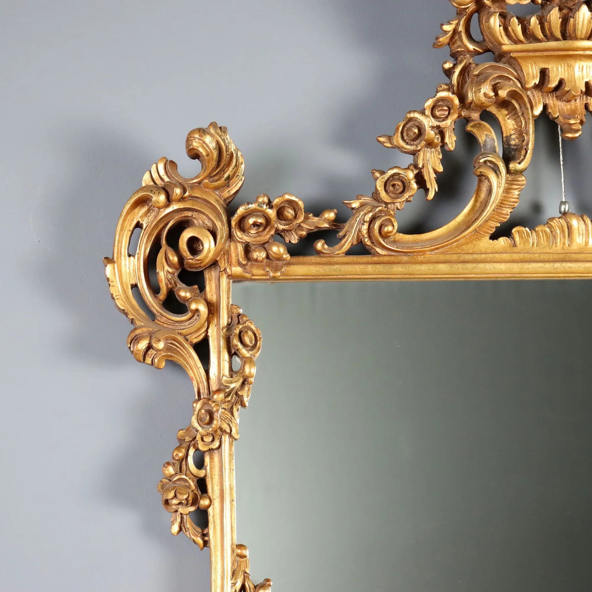Antique Mirror Carved Gilded Wood Italy XX Century