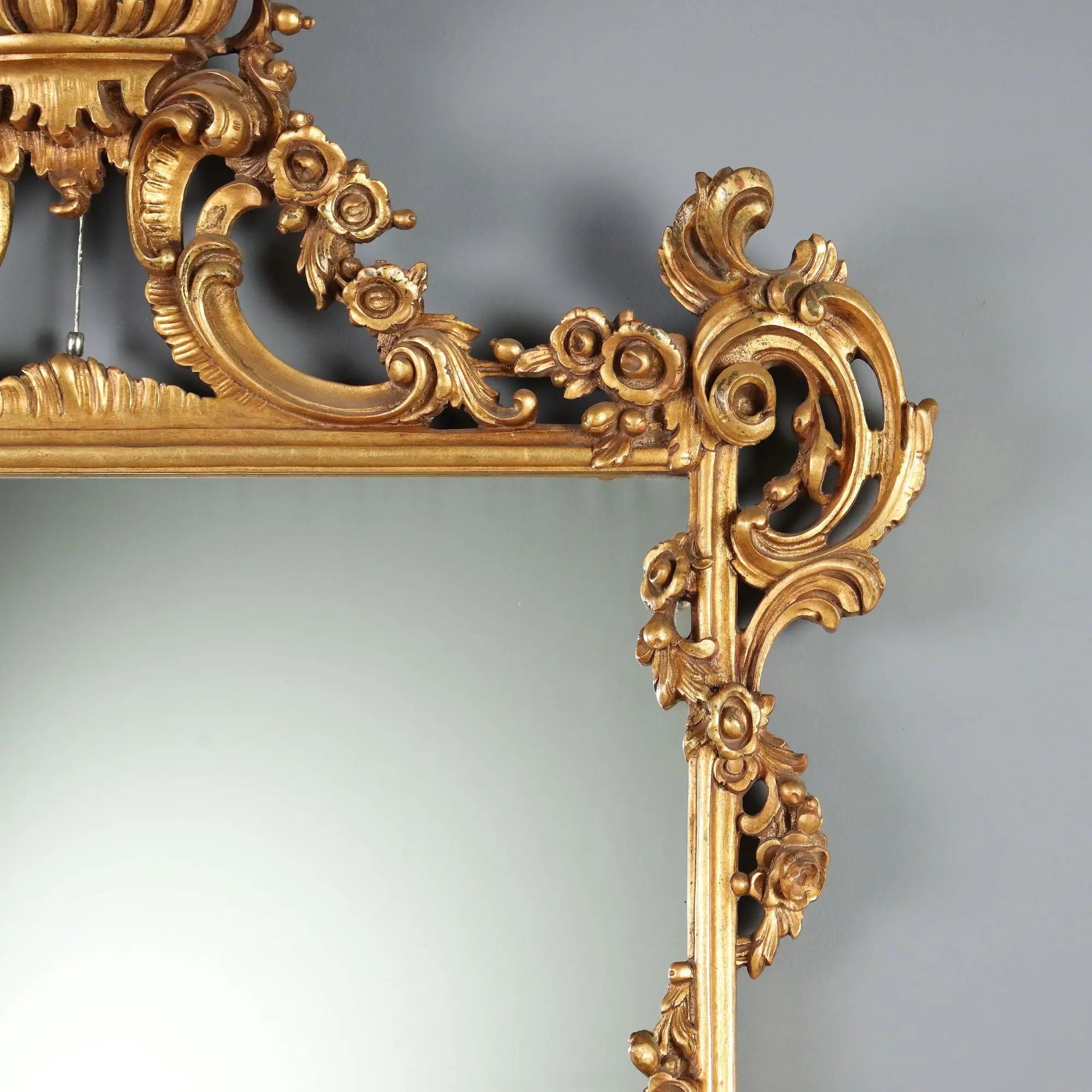 Antique Mirror Carved Gilded Wood Italy XX Century