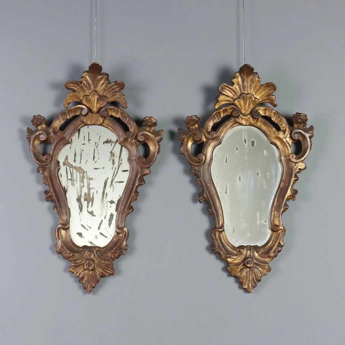 Small Antique Mirrors Gilded Carved Wood Italy XX Century