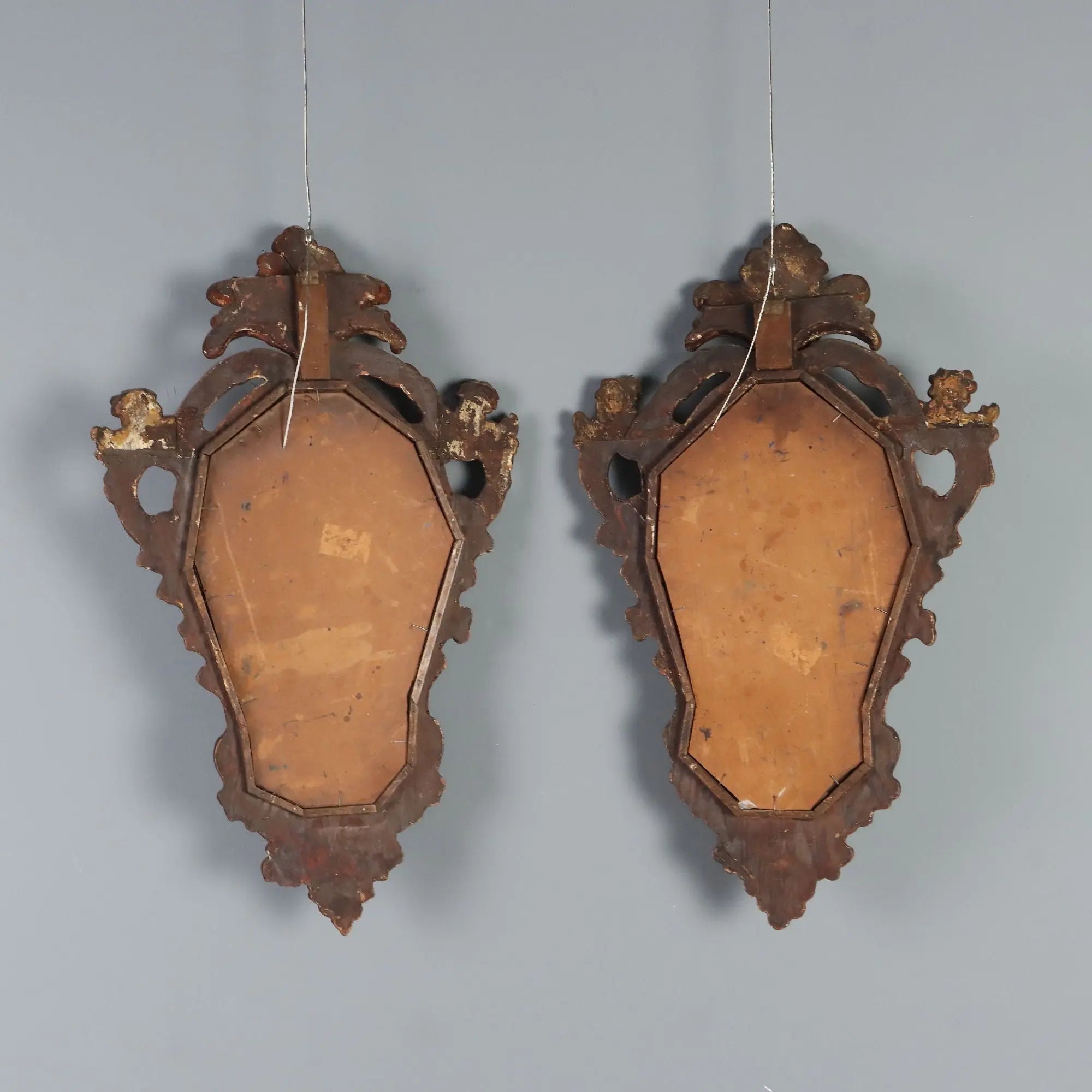 Small Antique Mirrors Gilded Carved Wood Italy XX Century
