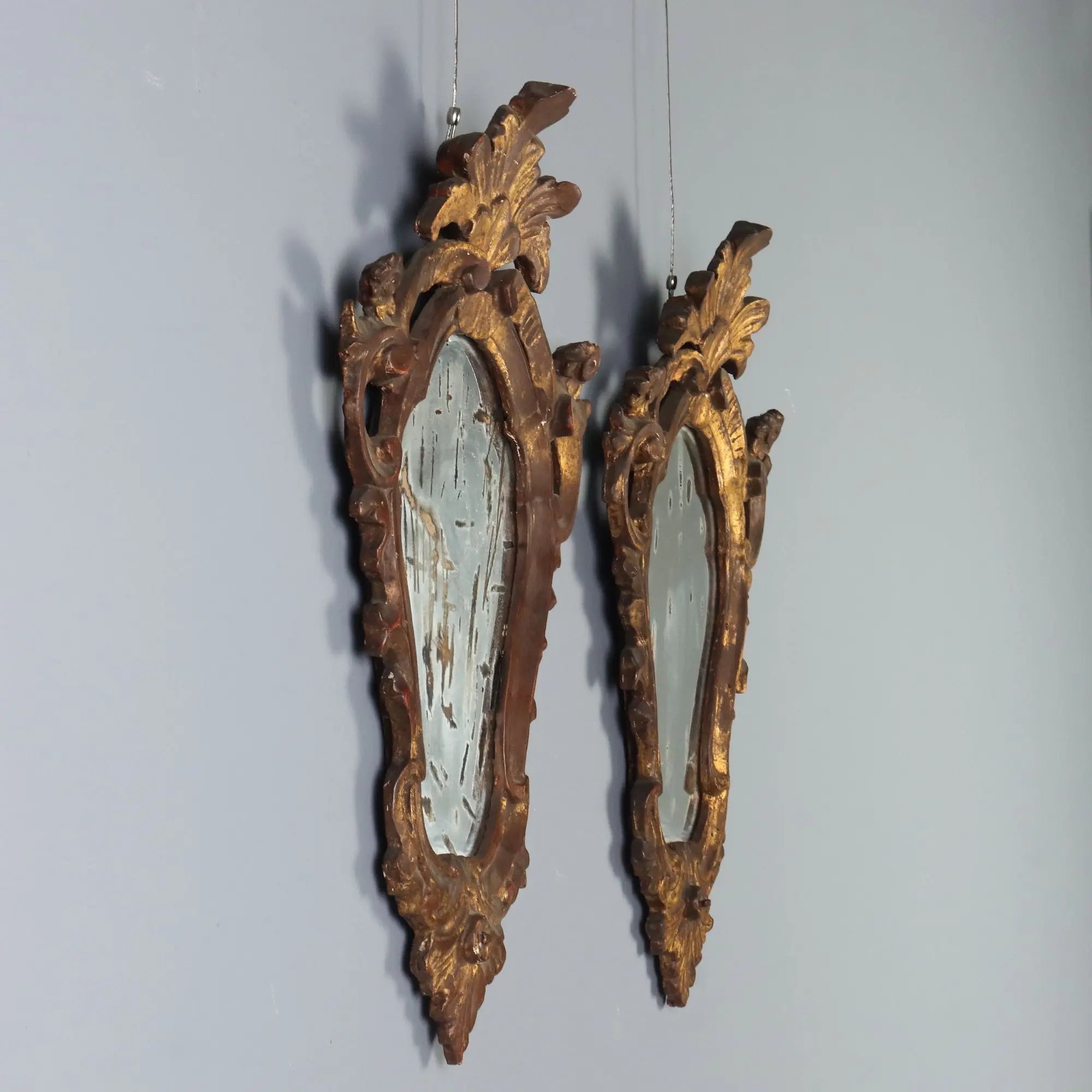 Small Antique Mirrors Gilded Carved Wood Italy XX Century