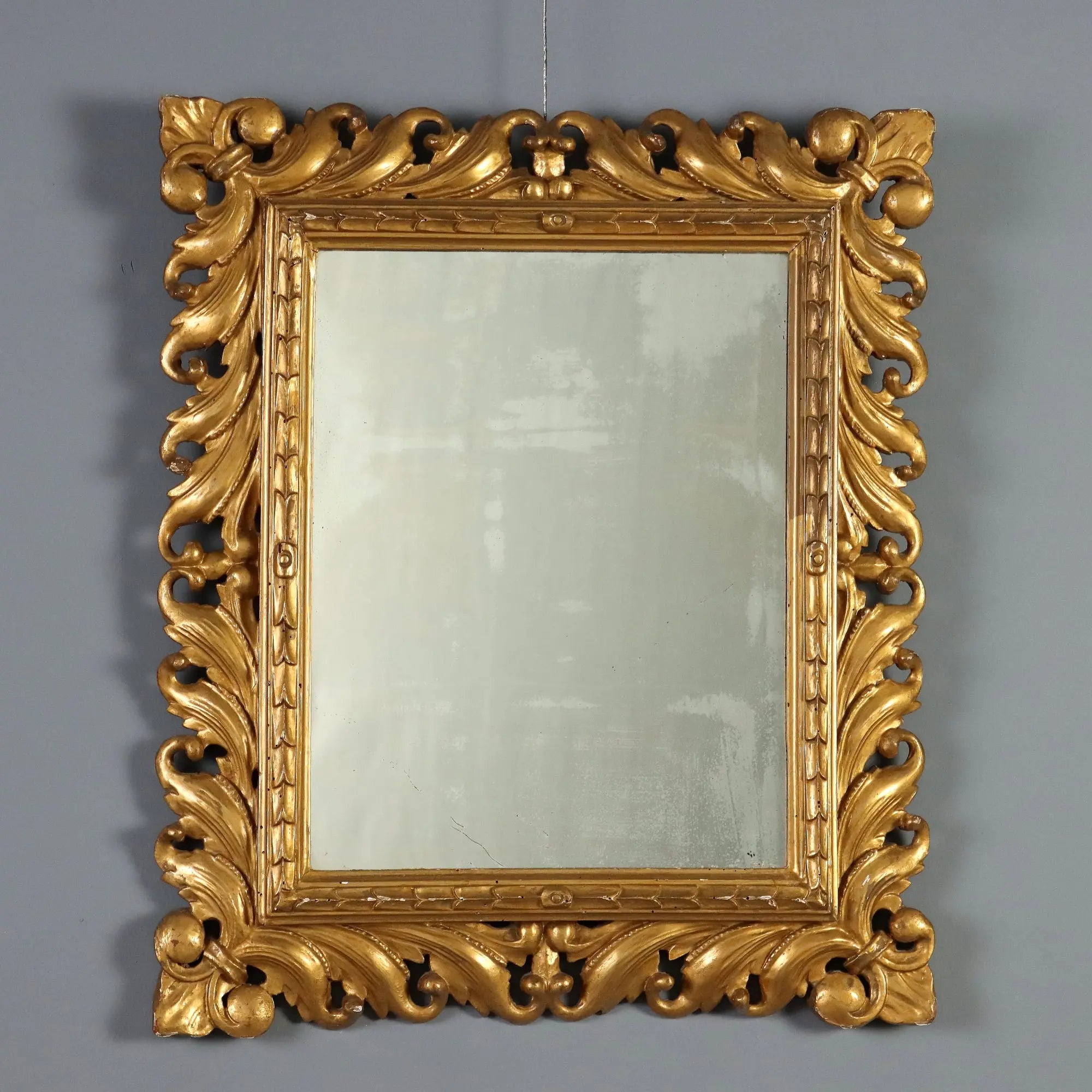 Antique Eclectic Mirror Carved Gilded Wood Italy XX Century