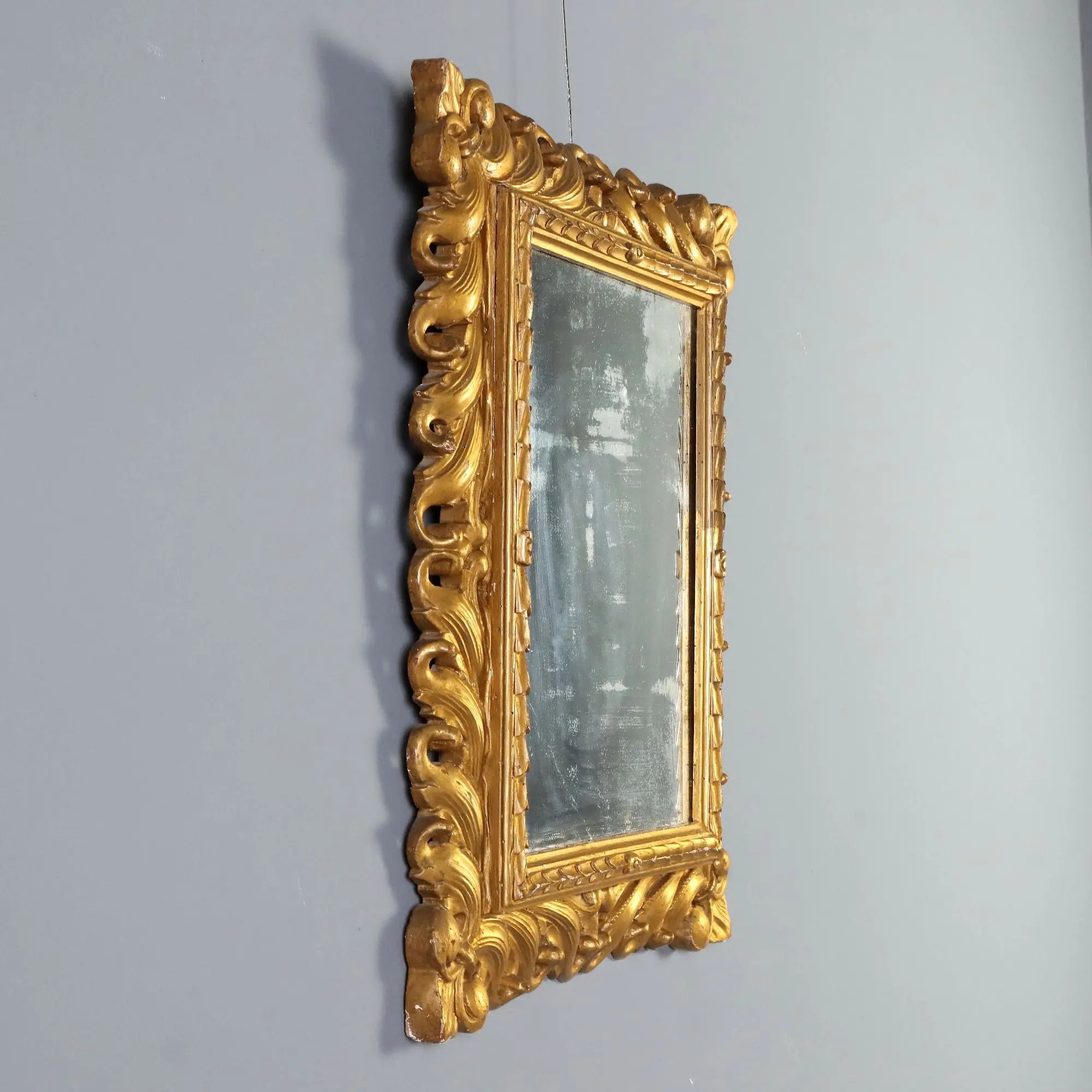 Antique Eclectic Mirror Carved Gilded Wood Italy XX Century