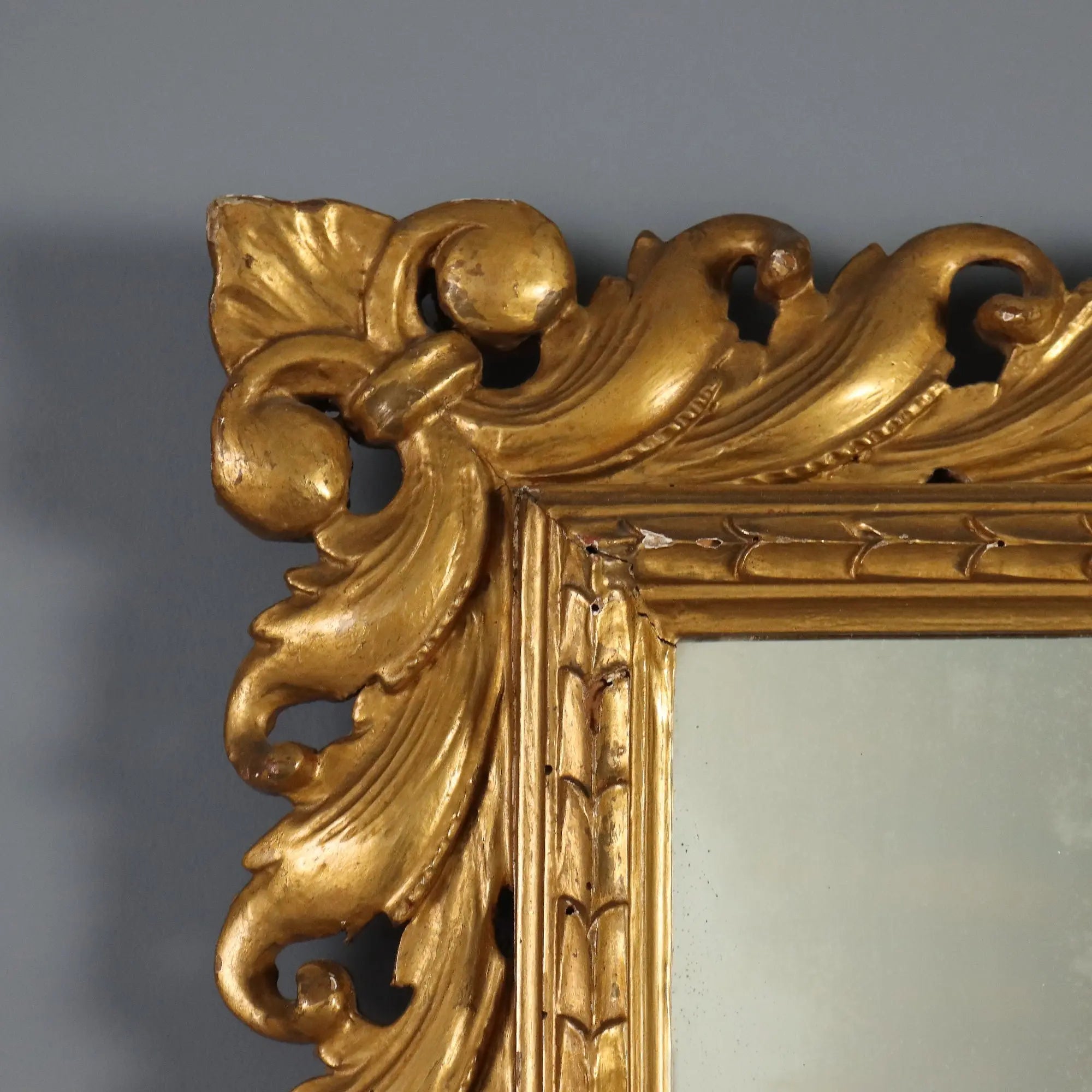Antique Eclectic Mirror Carved Gilded Wood Italy XX Century