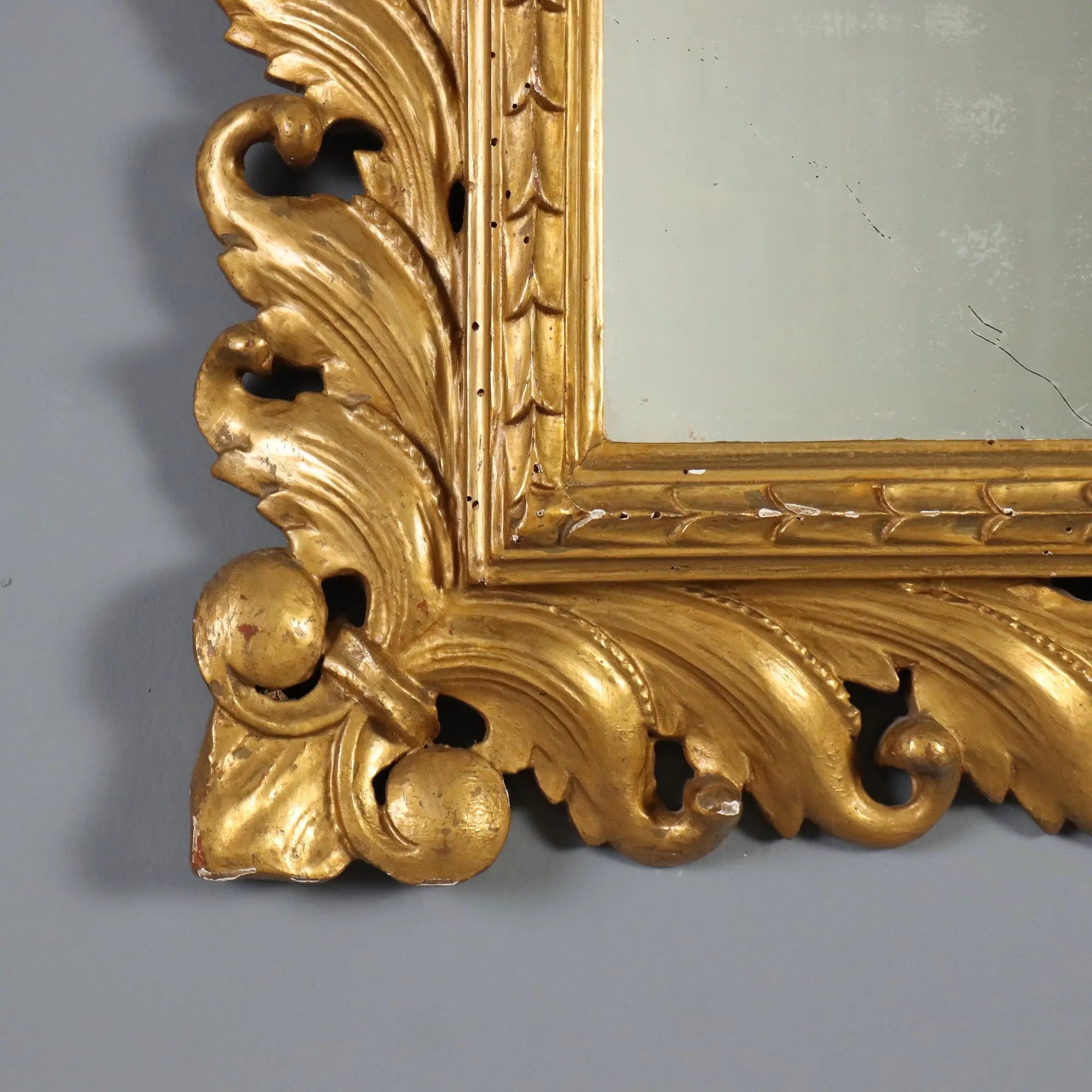 Antique Eclectic Mirror Carved Gilded Wood Italy XX Century