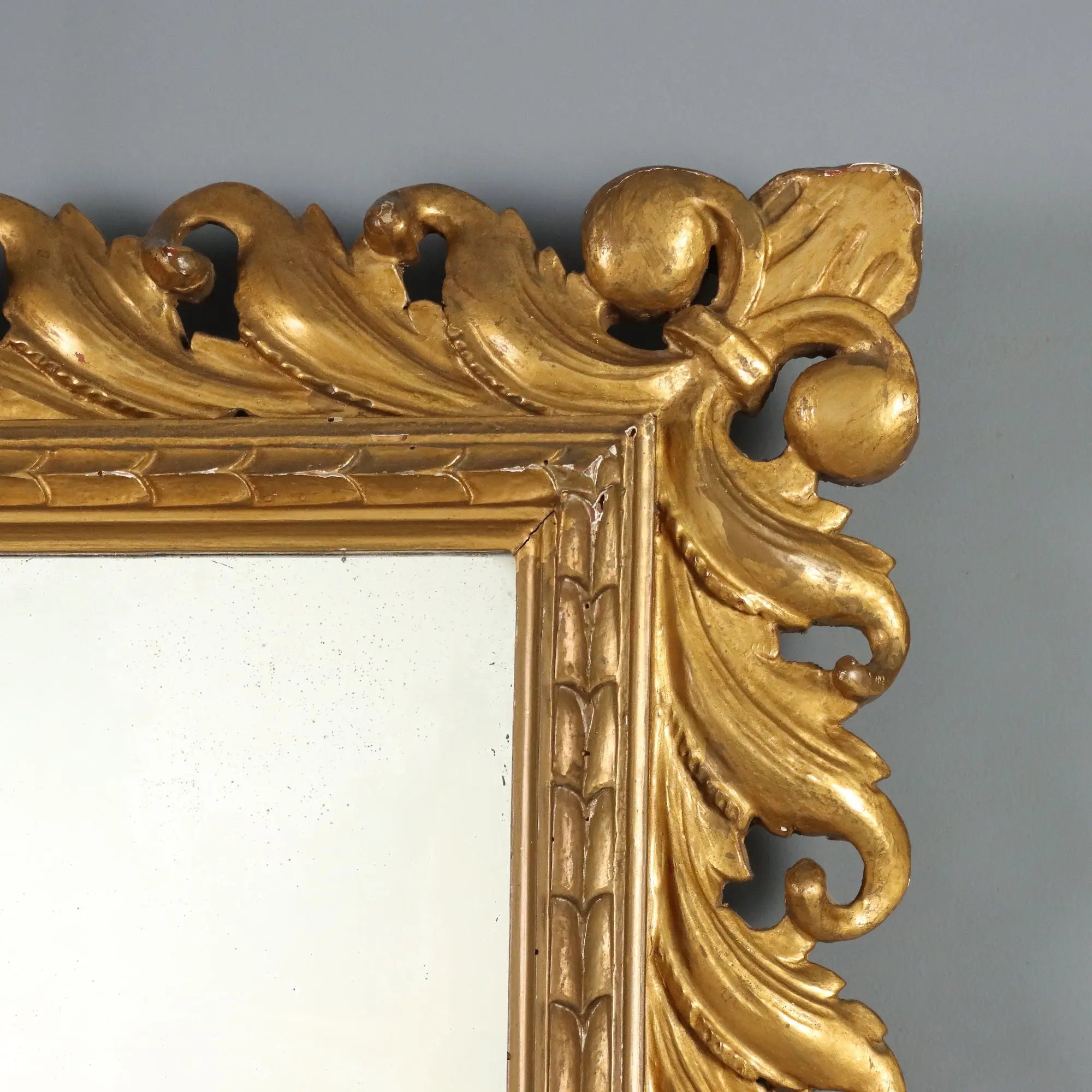Antique Eclectic Mirror Carved Gilded Wood Italy XX Century