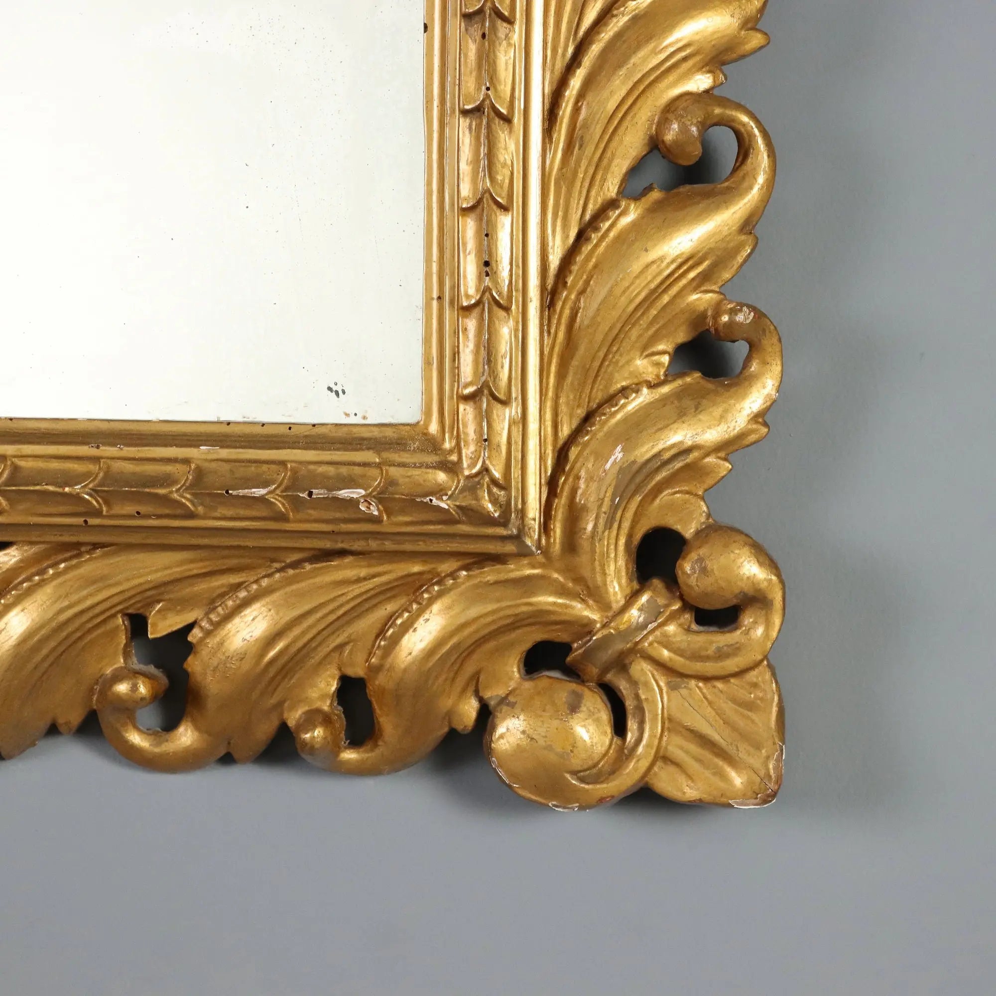 Antique Eclectic Mirror Carved Gilded Wood Italy XX Century
