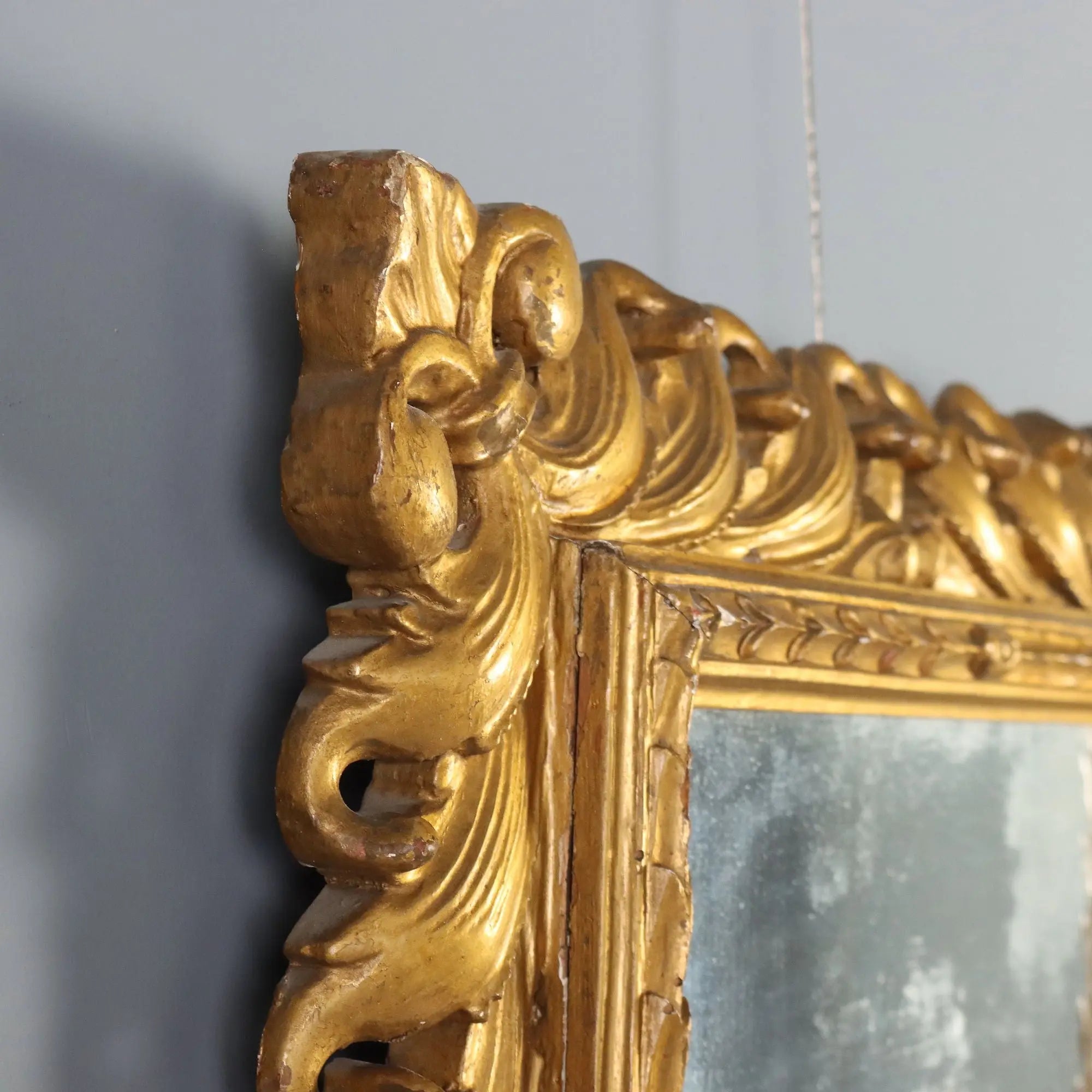 Antique Eclectic Mirror Carved Gilded Wood Italy XX Century