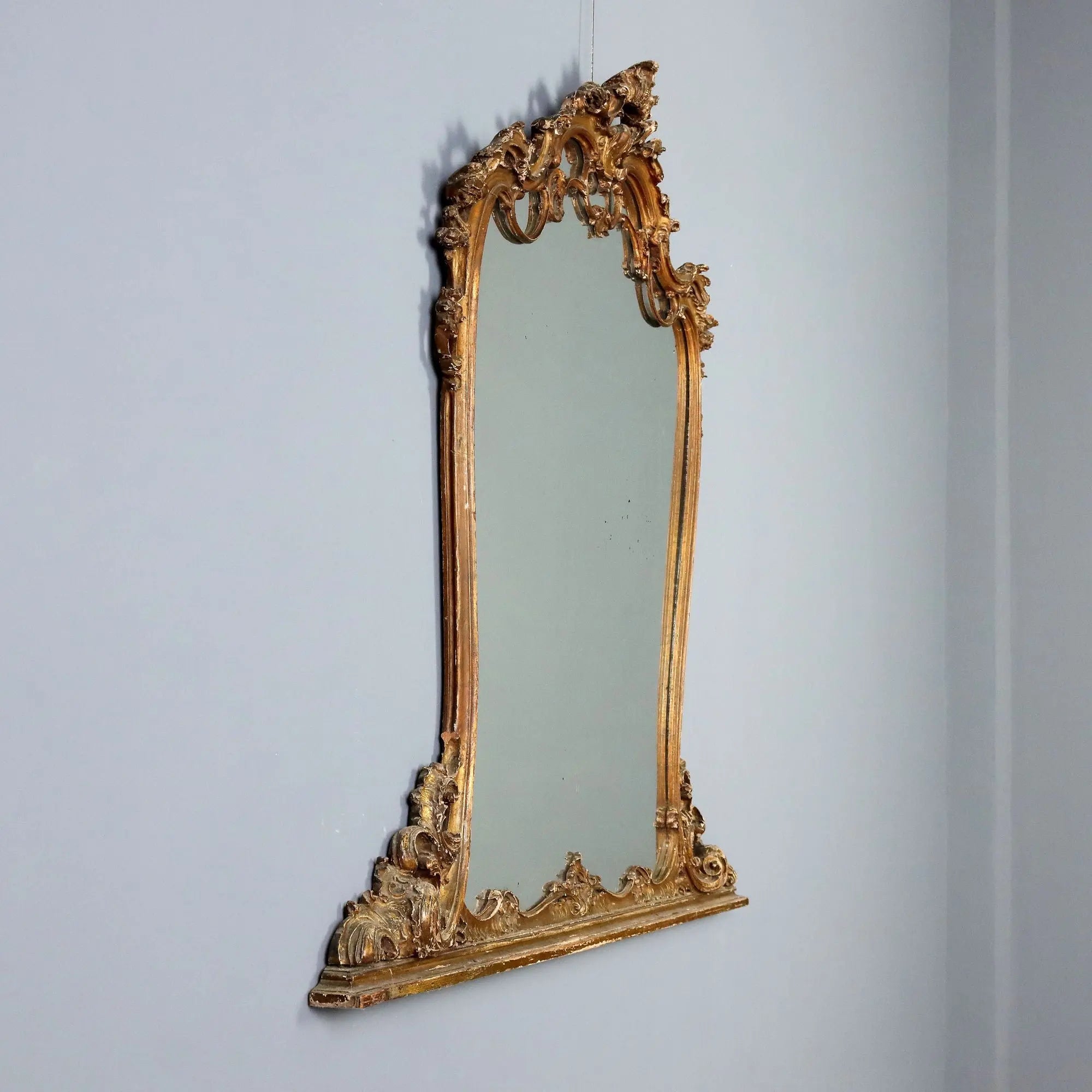 Antique Mirror Carved Gilded Wood Italy XX Century
