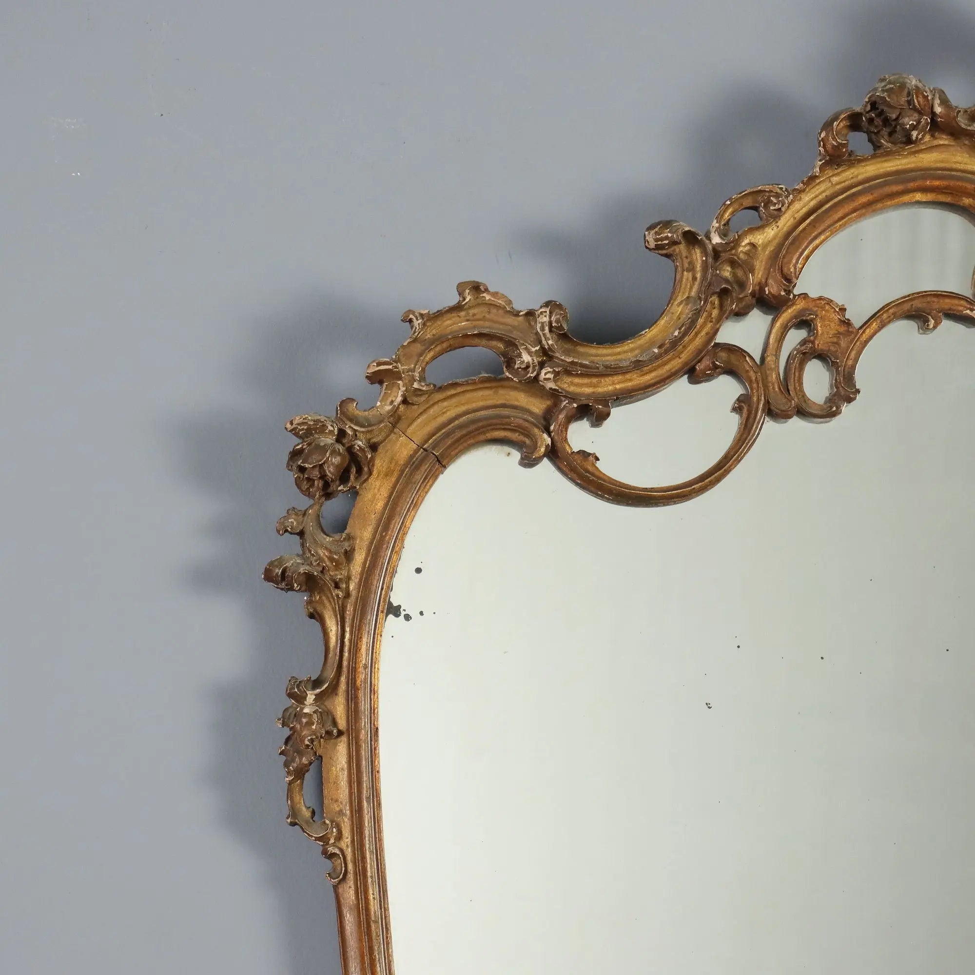Antique Mirror Carved Gilded Wood Italy XX Century