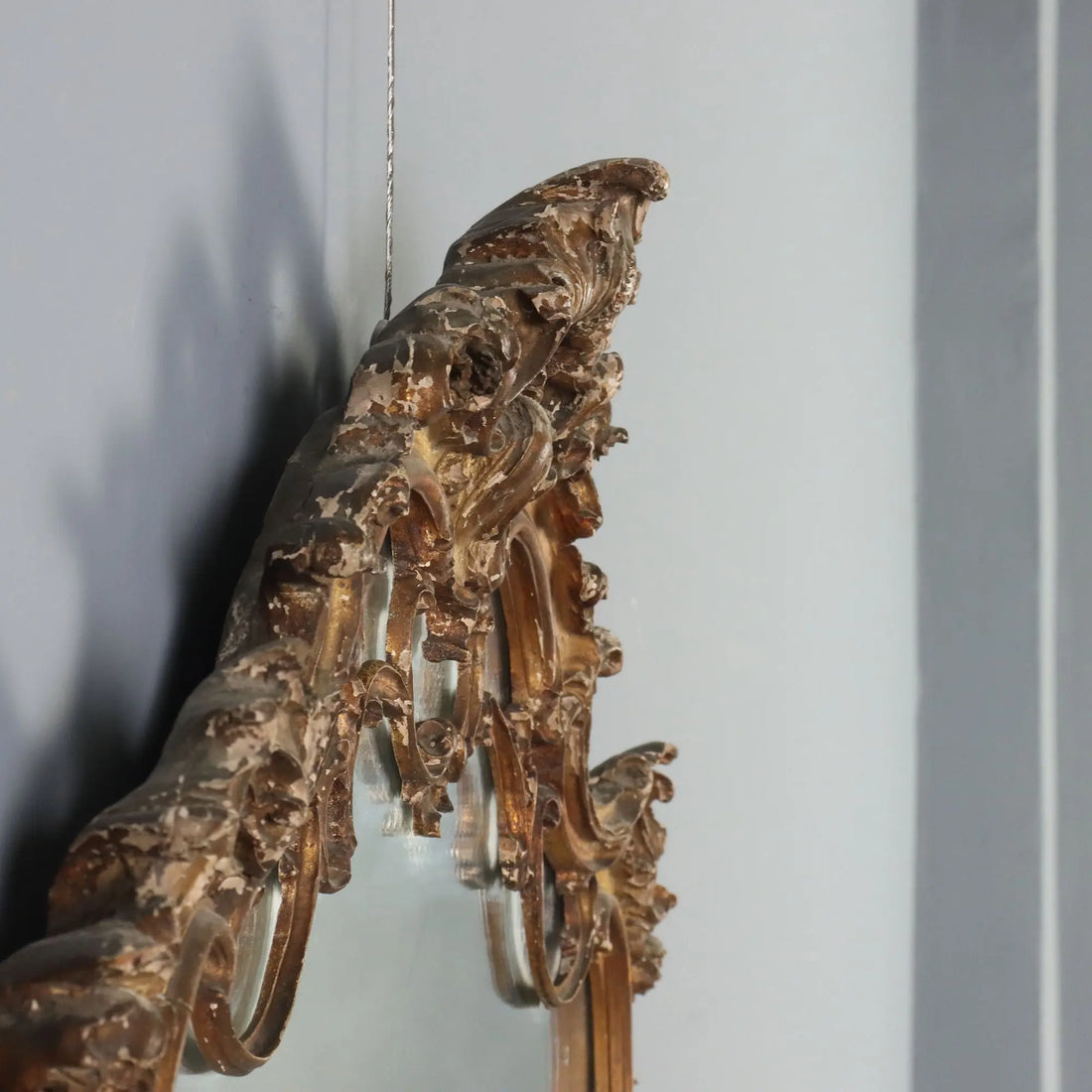 Antique Mirror Carved Gilded Wood Italy XX Century
