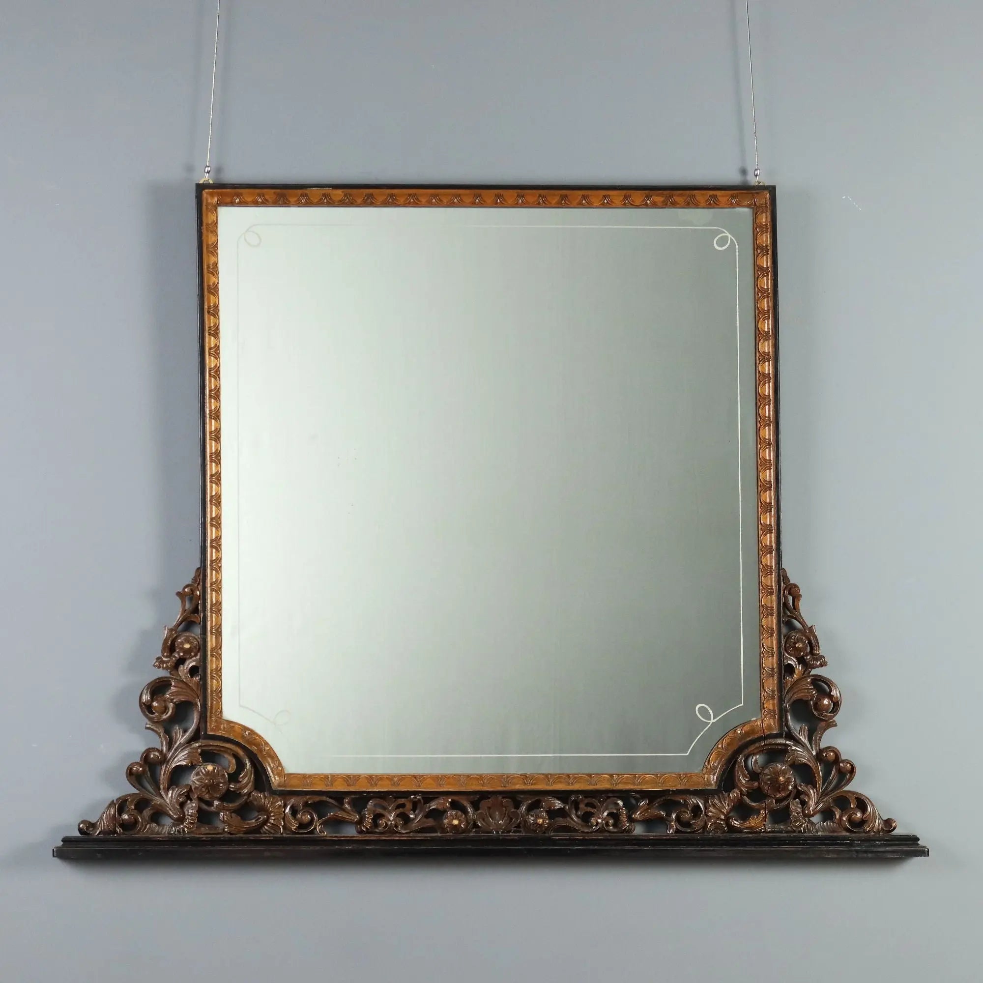 Antique Mirror Carved Walnut Italy XIX Century