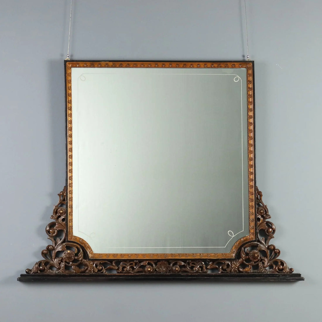Antique Mirror Carved Walnut Italy XIX Century