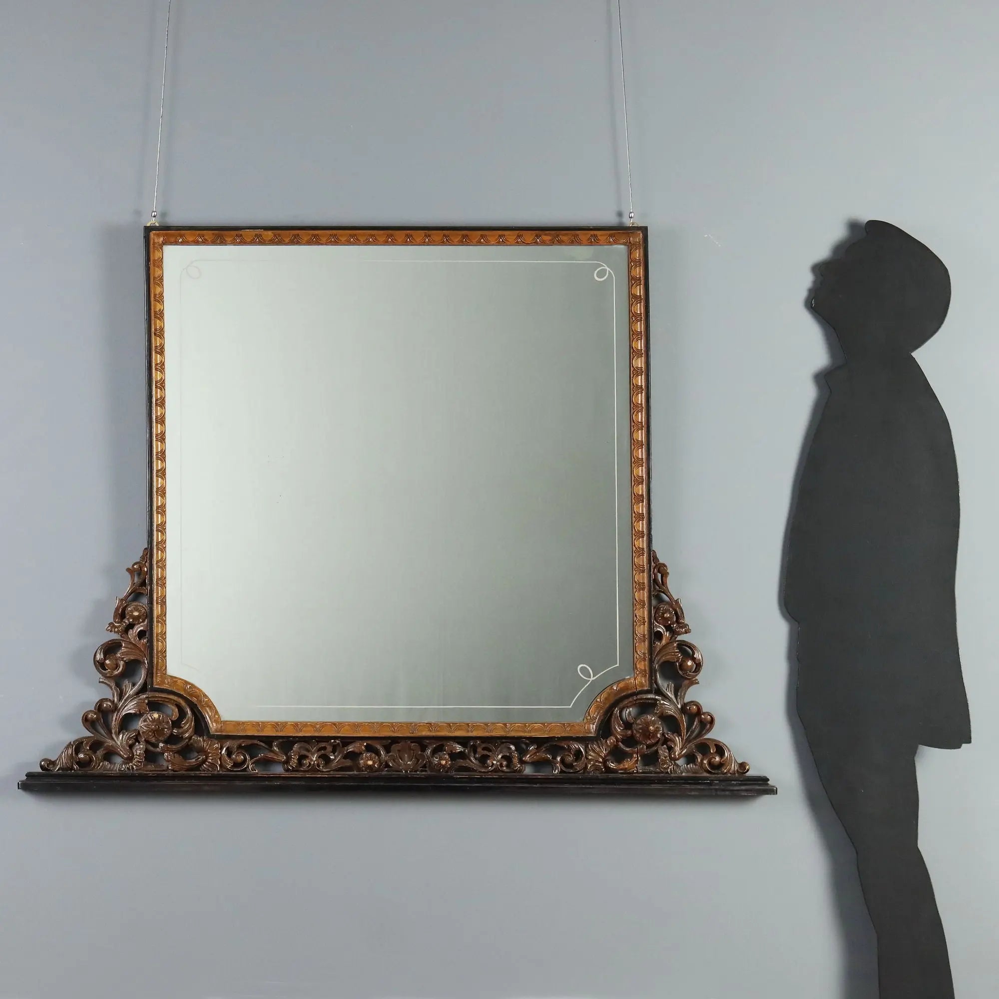 Antique Mirror Carved Walnut Italy XIX Century