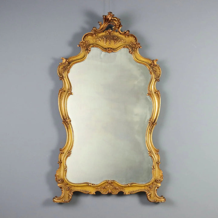 Antique Mirror Baroque Style Gilded Carved Wood Italy XIX Century