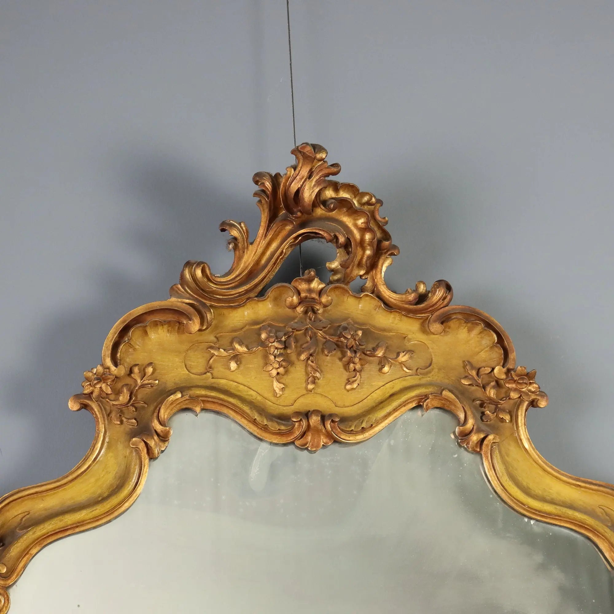 Antique Mirror Baroque Style Gilded Carved Wood Italy XIX Century