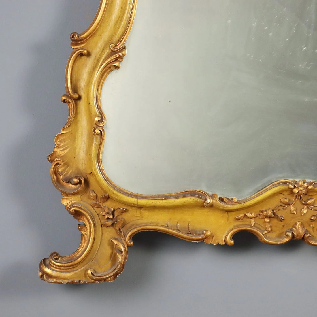 Antique Mirror Baroque Style Gilded Carved Wood Italy XIX Century
