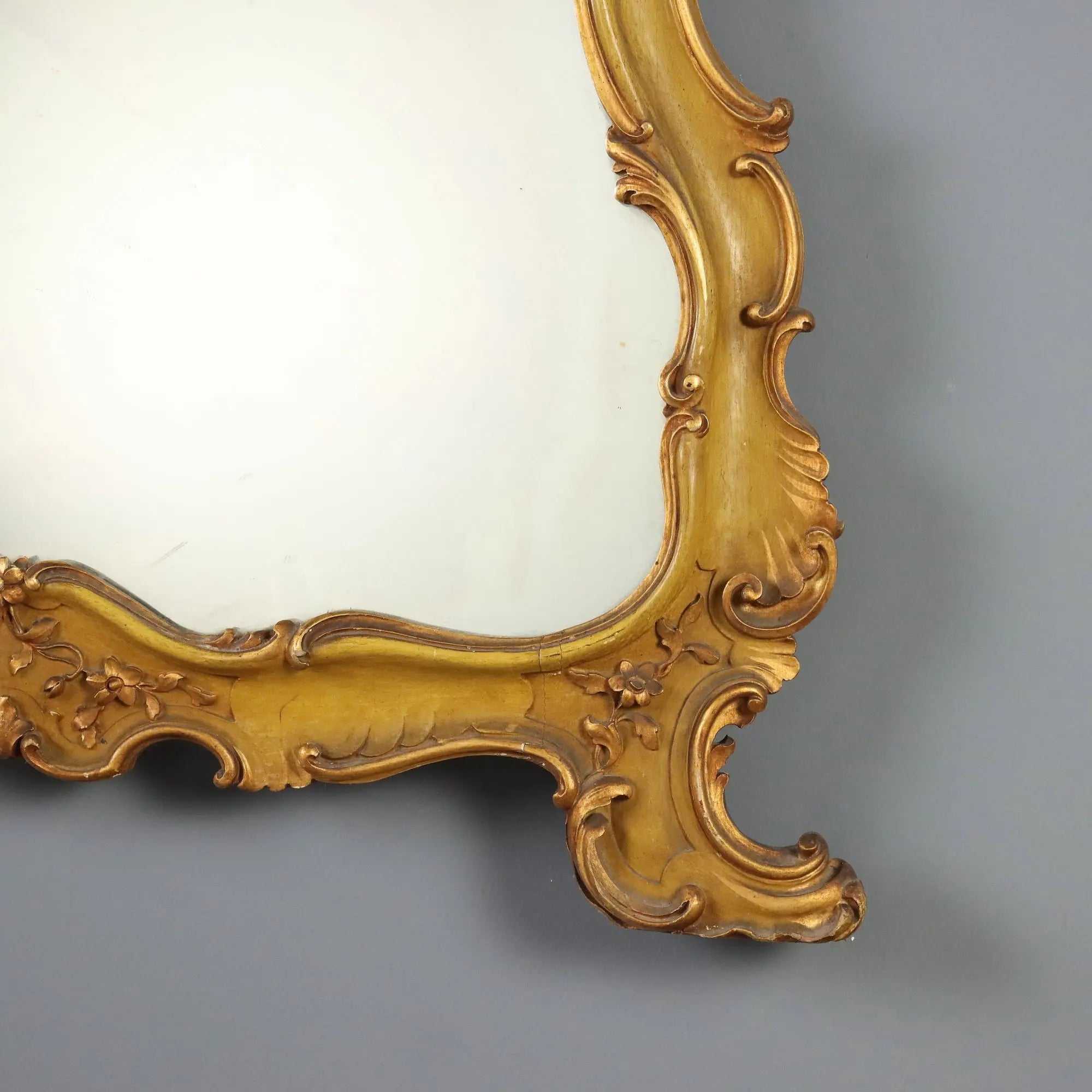 Antique Mirror Baroque Style Gilded Carved Wood Italy XIX Century