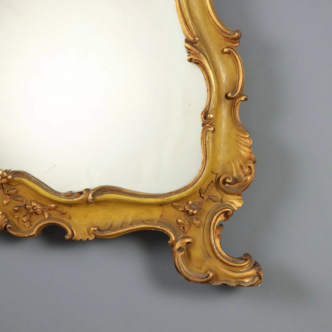 Antique Mirror Baroque Style Gilded Carved Wood Italy XIX Century
