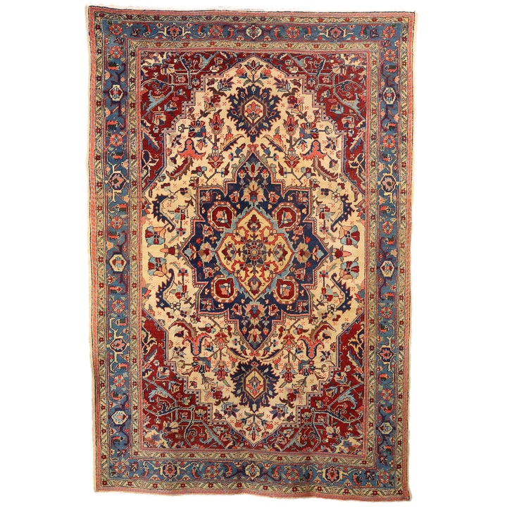 Vintage Heriz Carpet Iran 1940s-50s Furnishing Cotton Wool Big Knot - 115x79 In | Antiques  Carpets