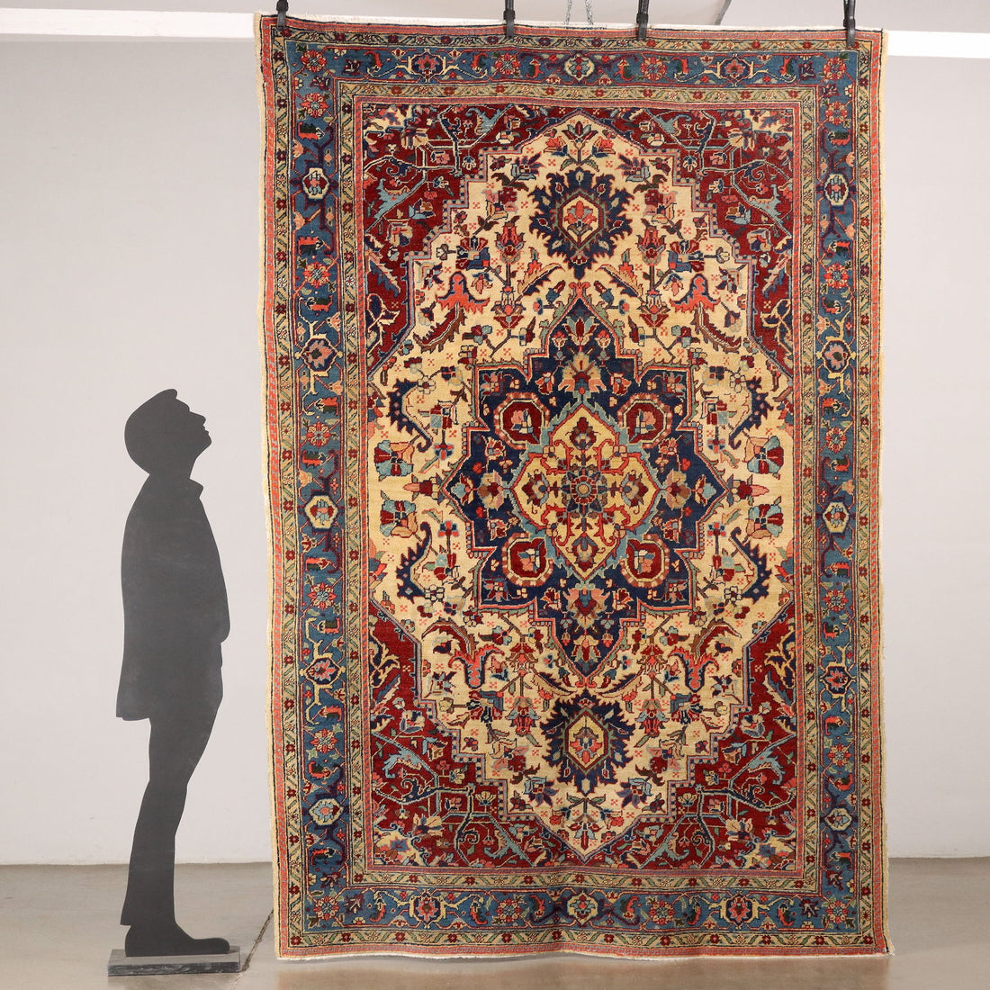 Vintage Heriz Carpet Iran 1940s-50s Furnishing Cotton Wool Big Knot - 115x79 In | Antiques  Carpets