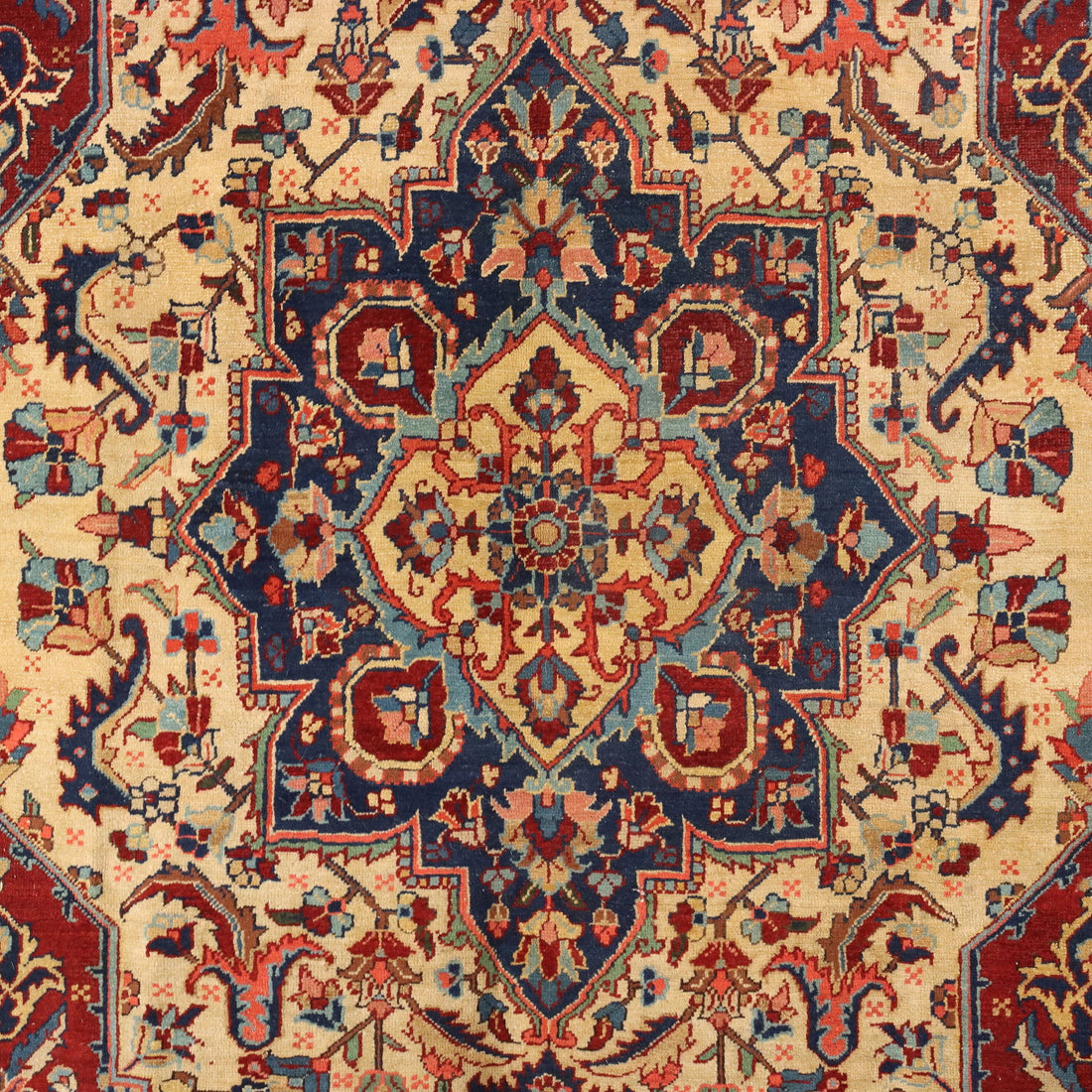 Vintage Heriz Carpet Iran 1940s-50s Furnishing Cotton Wool Big Knot - 115x79 In | Antiques  Carpets
