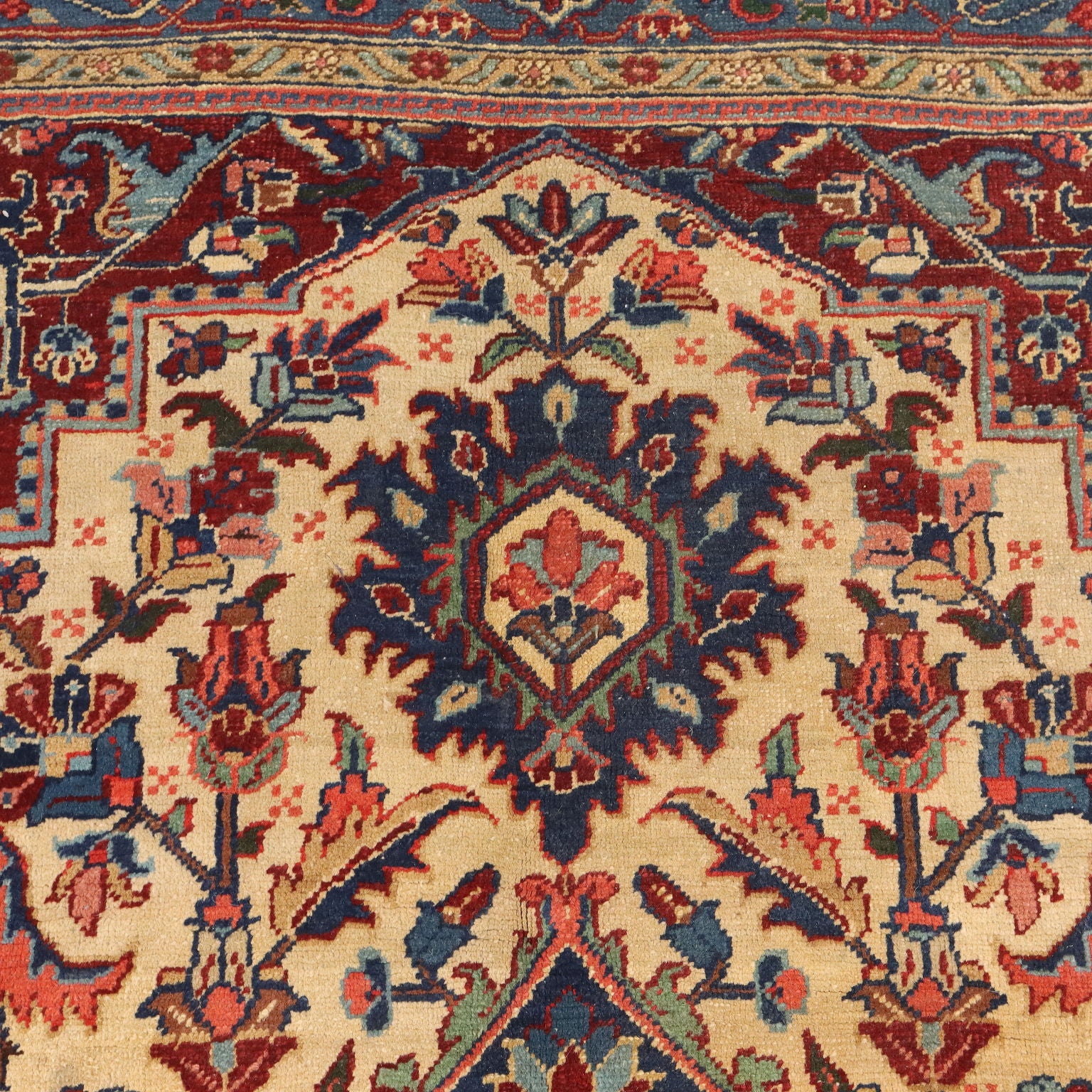 Vintage Heriz Carpet Iran 1940s-50s Furnishing Cotton Wool Big Knot - 115x79 In | Antiques  Carpets