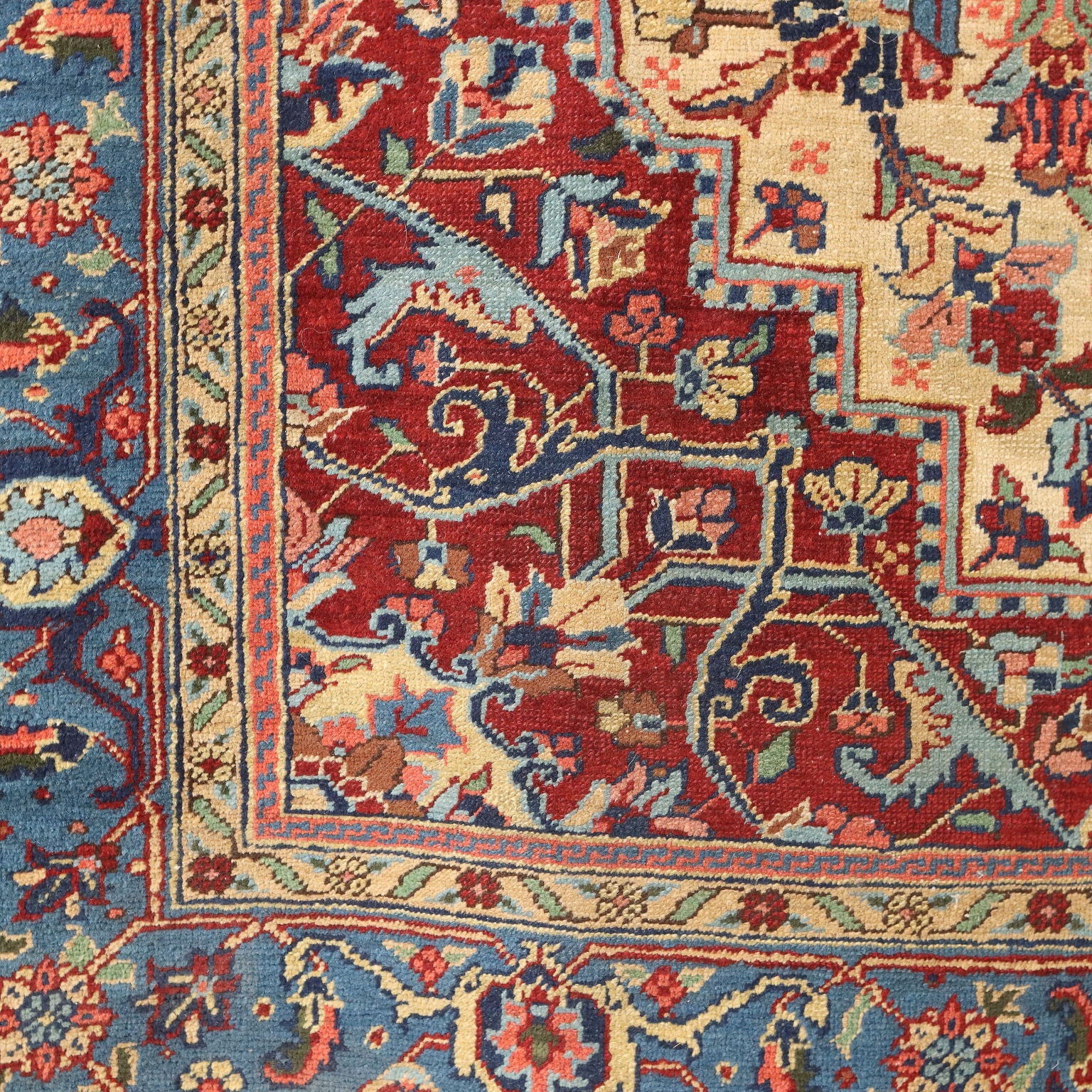 Vintage Heriz Carpet Iran 1940s-50s Furnishing Cotton Wool Big Knot - 115x79 In | Antiques  Carpets